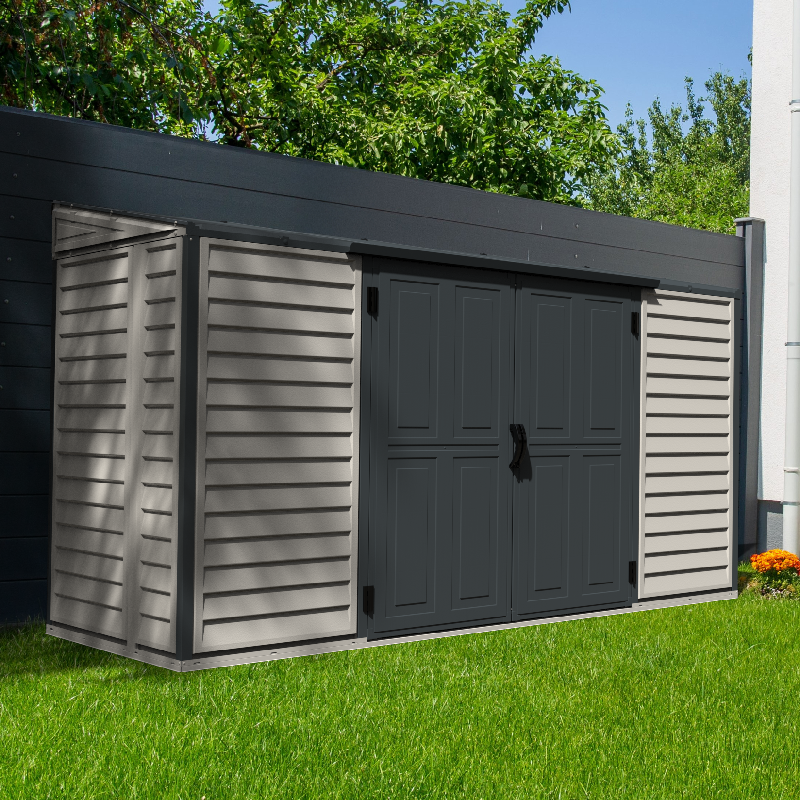 DuraMax SideMate Plus Pro 10' x 4' Outdoor Storage Shed with Double Doors 36825