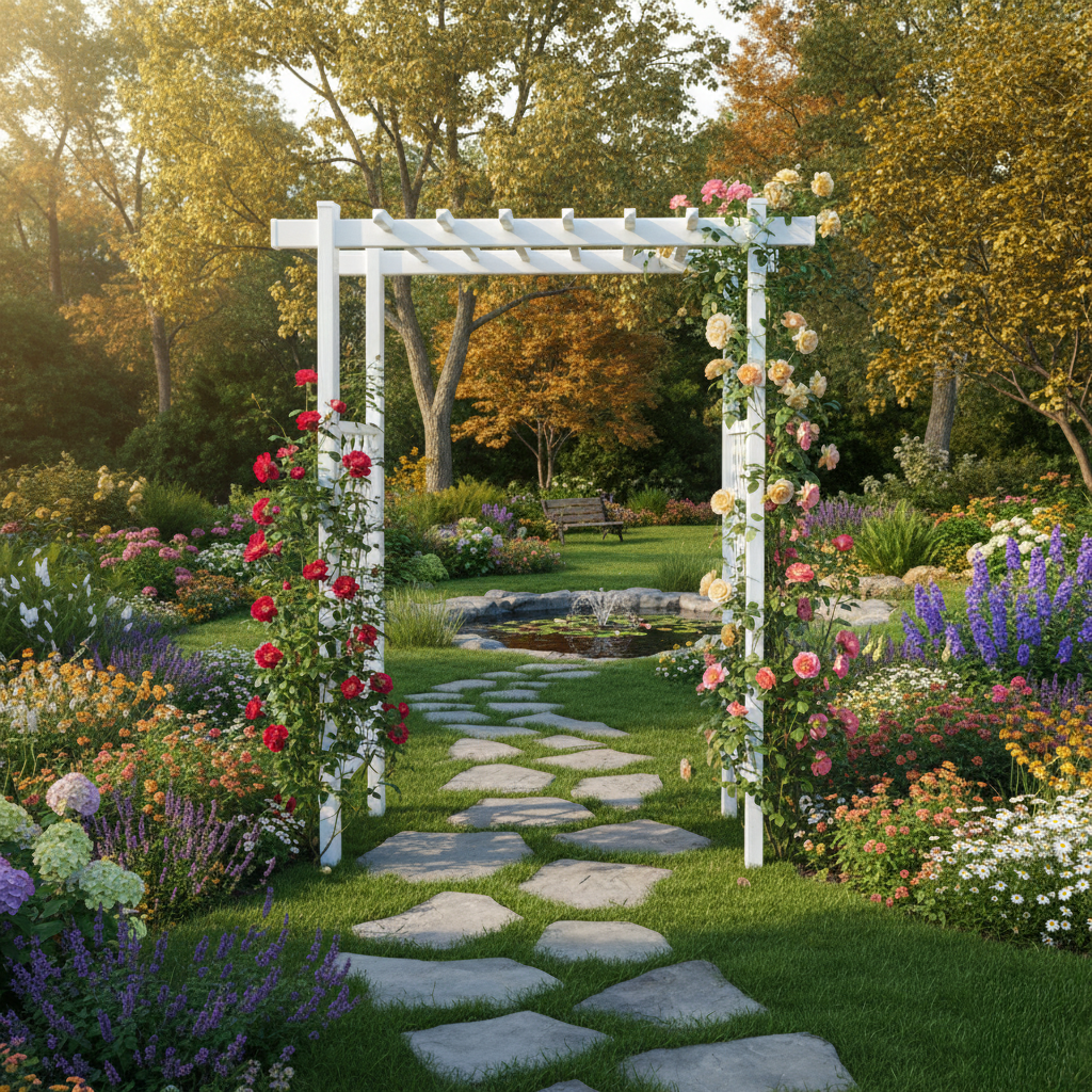 Irvine Accent Picket Vinyl Arbor