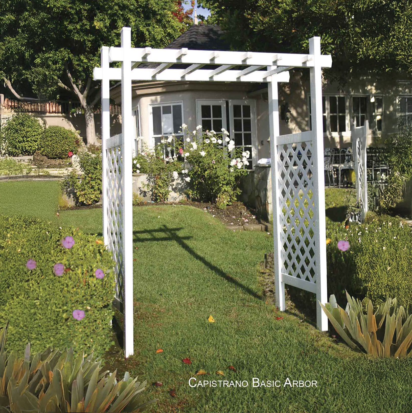 Capistrano Lattice Vinyl Arbor 55 In W x 42" D
