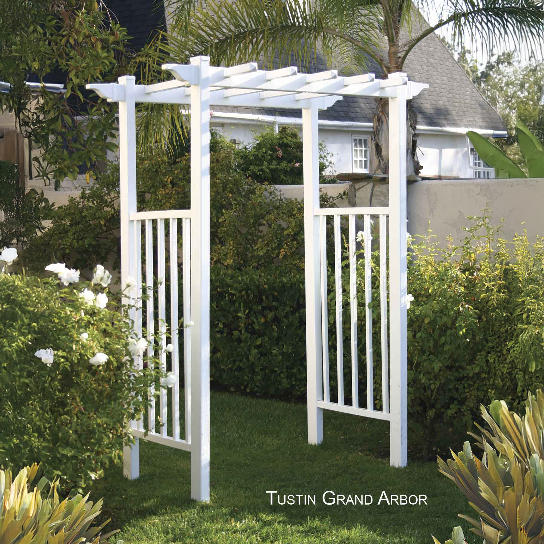 Tustin Picket Vinyl Arbor white
