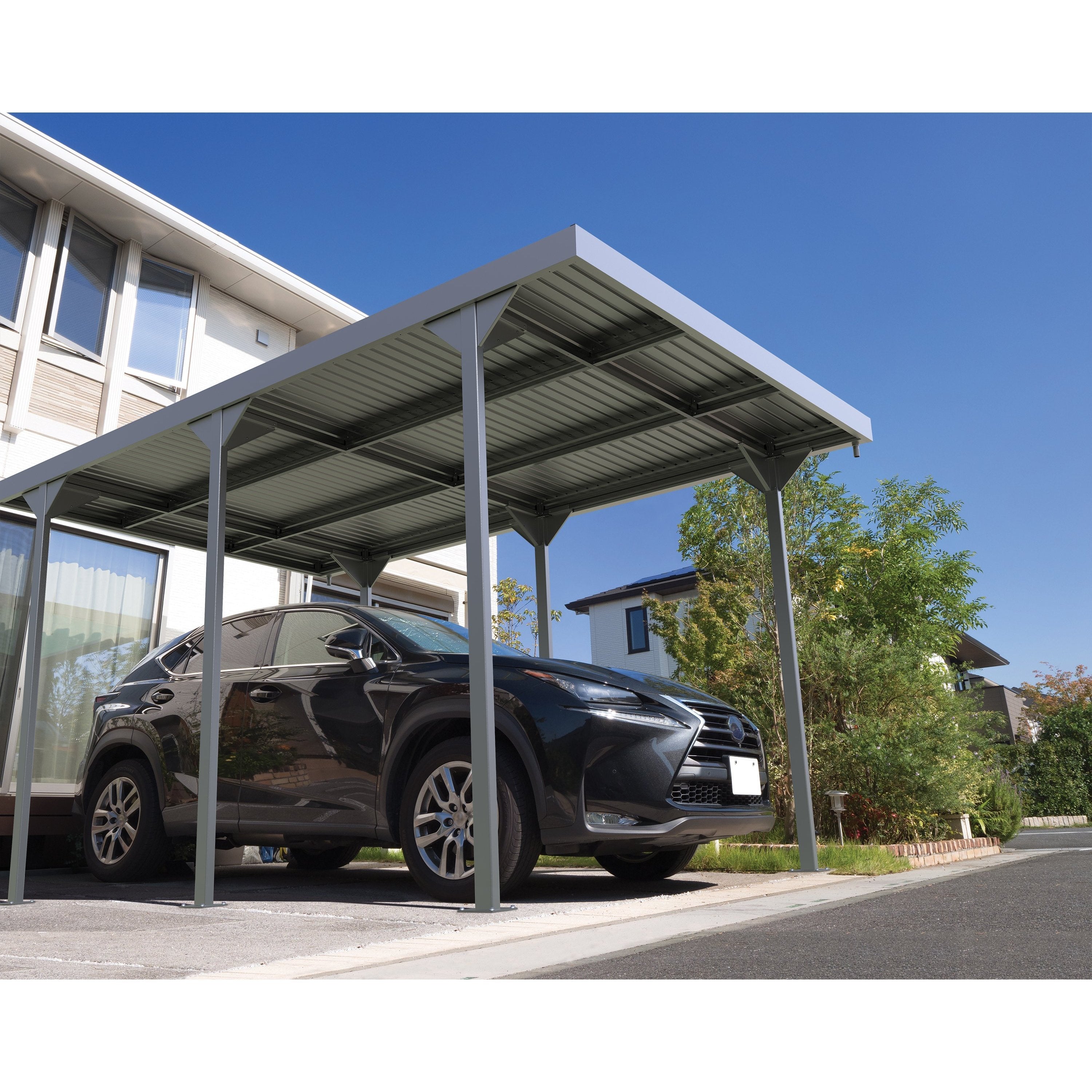 Duramax Carport Duramax 9ft x 17ft Palladium Metal Car Shelter Silver