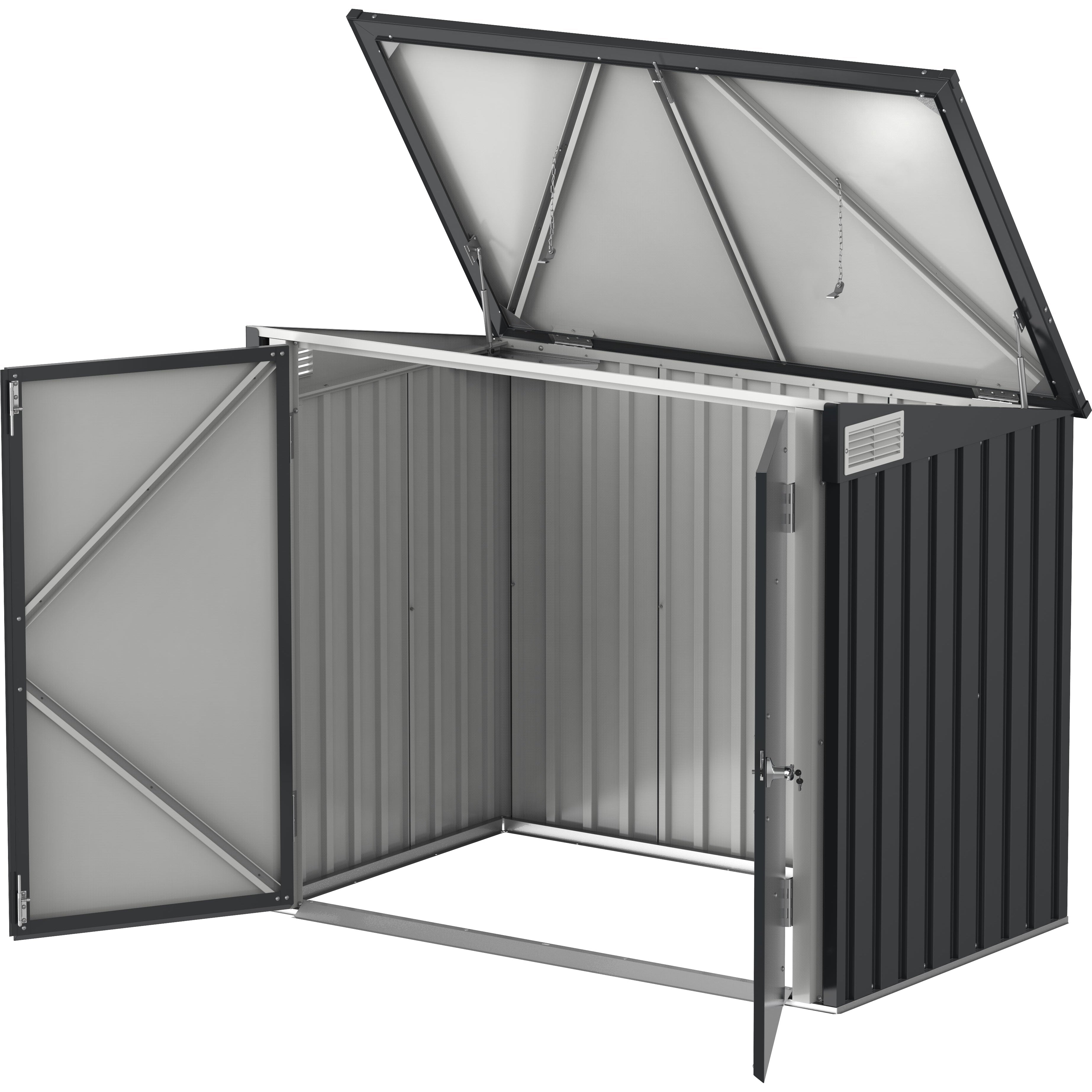Duramax Enclosures Duramax 5ft x 3ft Metal Garbage Can Storage  Anthracite w/ white trim