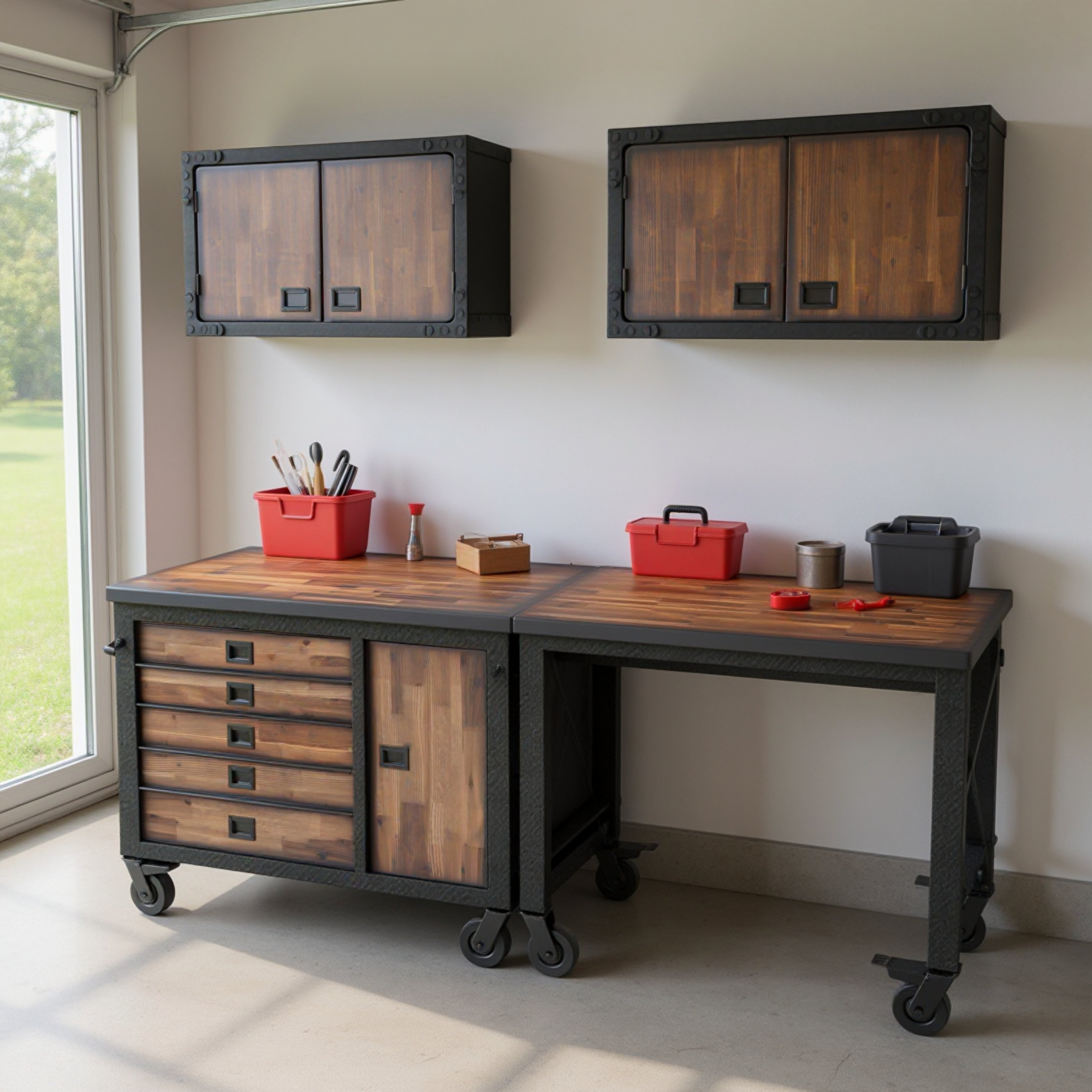 Duramax garage storage Duramax 4-Piece Garage Storage Combo Set with Tool Chest, Industrial Desk and 2 Wall Cabinets
