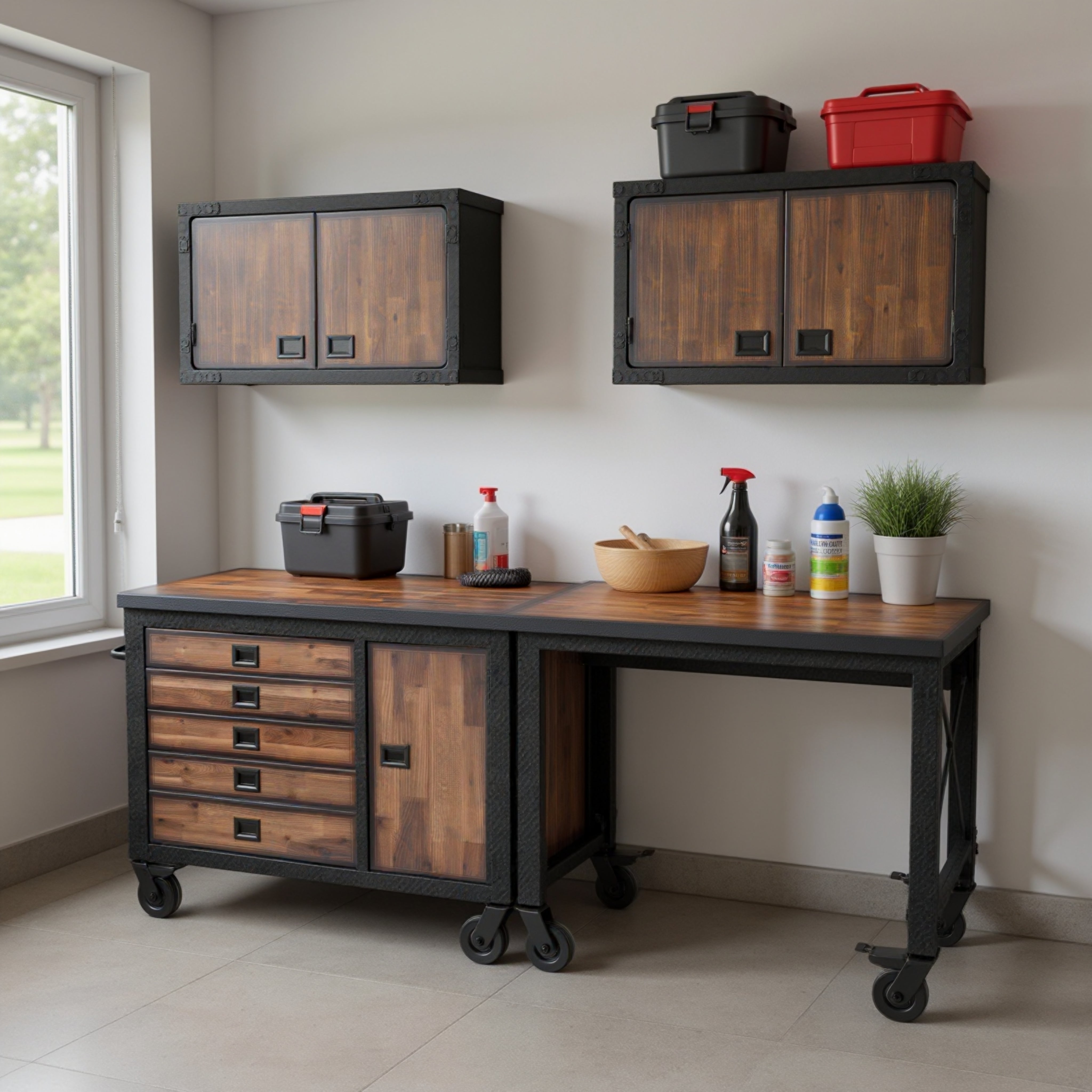 Duramax garage storage Duramax 4-Piece Garage Storage Combo Set with Tool Chest, Industrial Desk and 2 Wall Cabinets