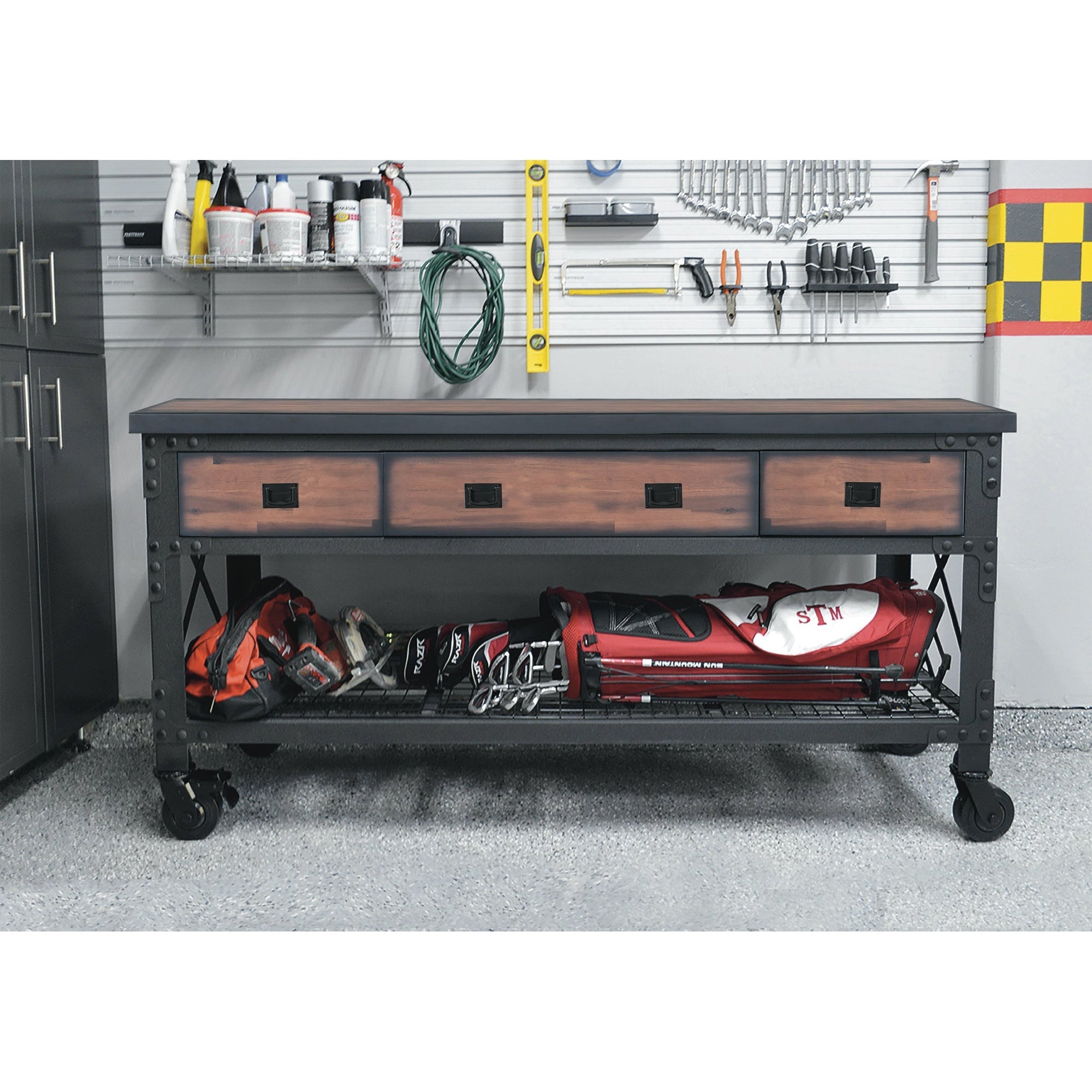 Duramax garage storage Duramax 5-Piece Garage Storage Set with Workbench, Wall Cabinets and Free Standing Cabinets