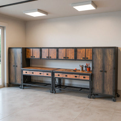 Duramax 8-Piece Garage Storage Combo Set with Workbenches, Wall Cabinets and Free Standing Cabinets