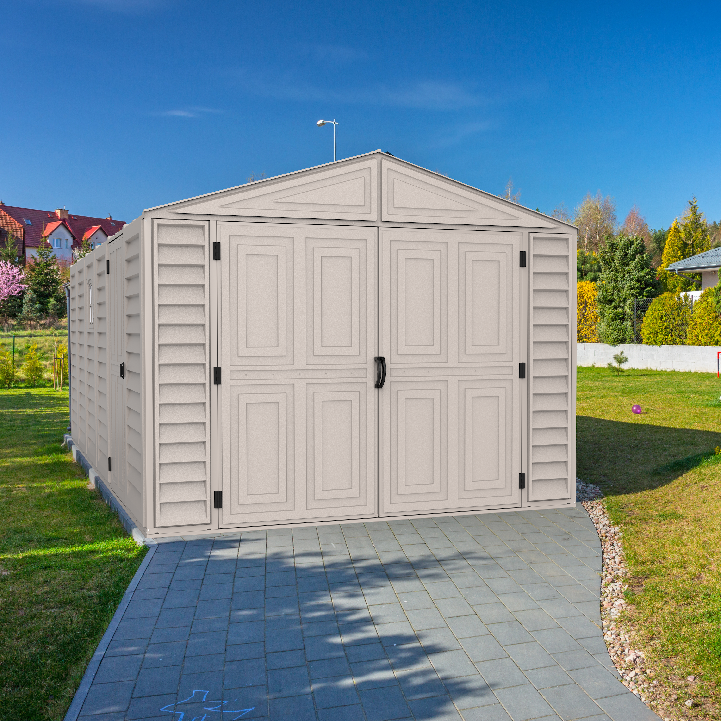 Duramax Garages Duramax 10.5ft x 15ft Vinyl Garage with Foundation Kit and Windows