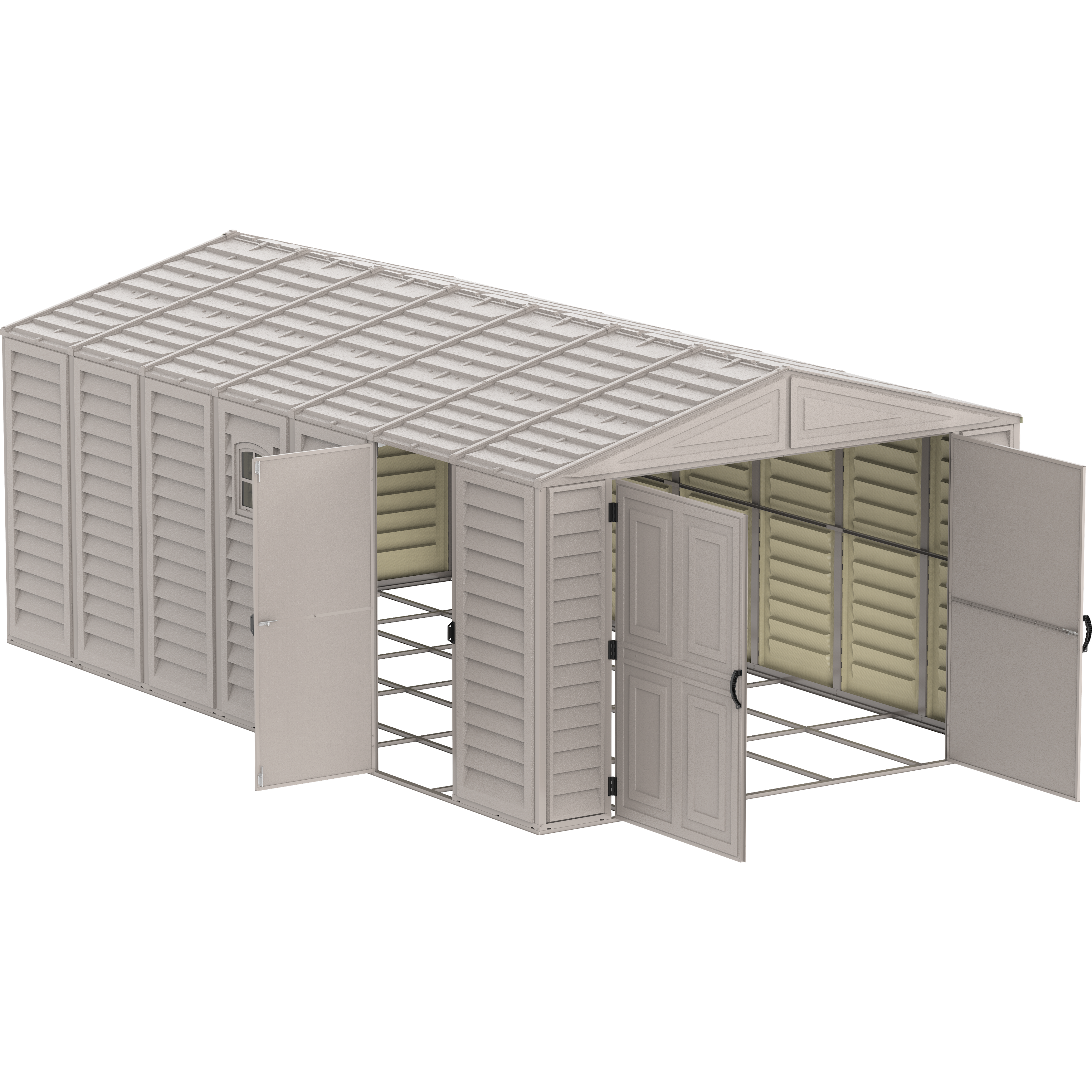 Duramax Garages DuraMax 10.5ft x 18ft Vinyl Garage with Foundation Kit and Windows