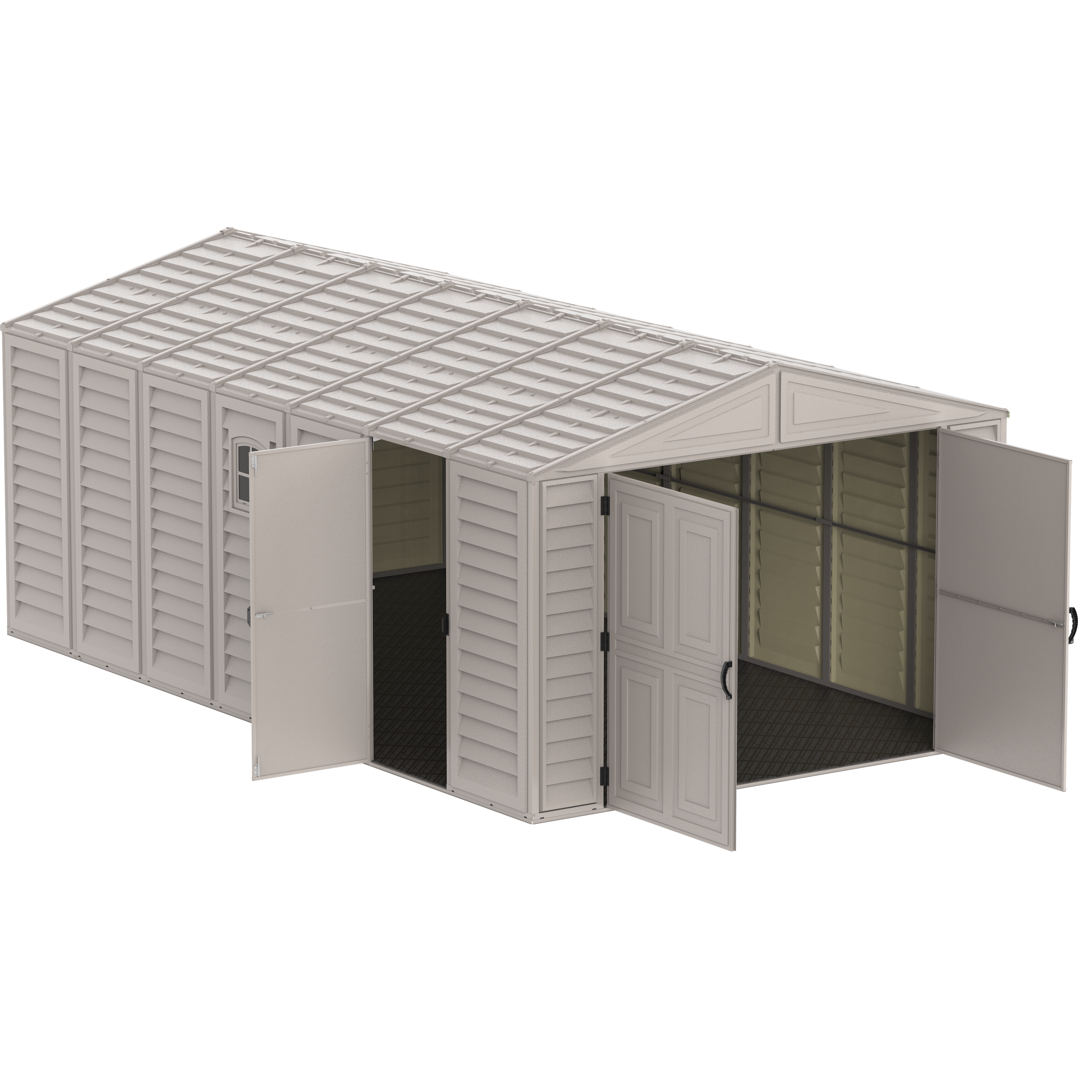 Duramax Garages DuraMax 10.5ft x 18ft Vinyl Garage with Foundation Kit and Windows