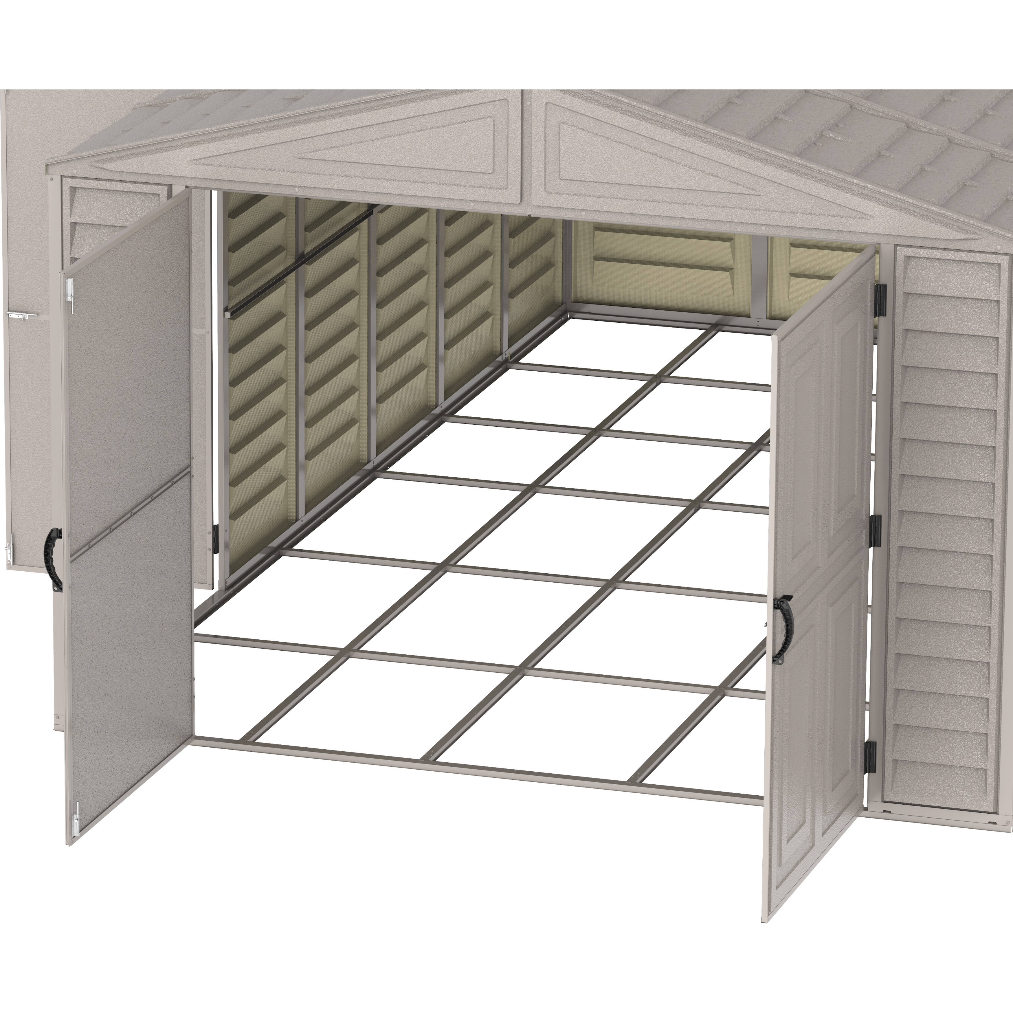 Duramax Garages DuraMax 10.5ft x 18ft Vinyl Garage with Foundation Kit and Windows