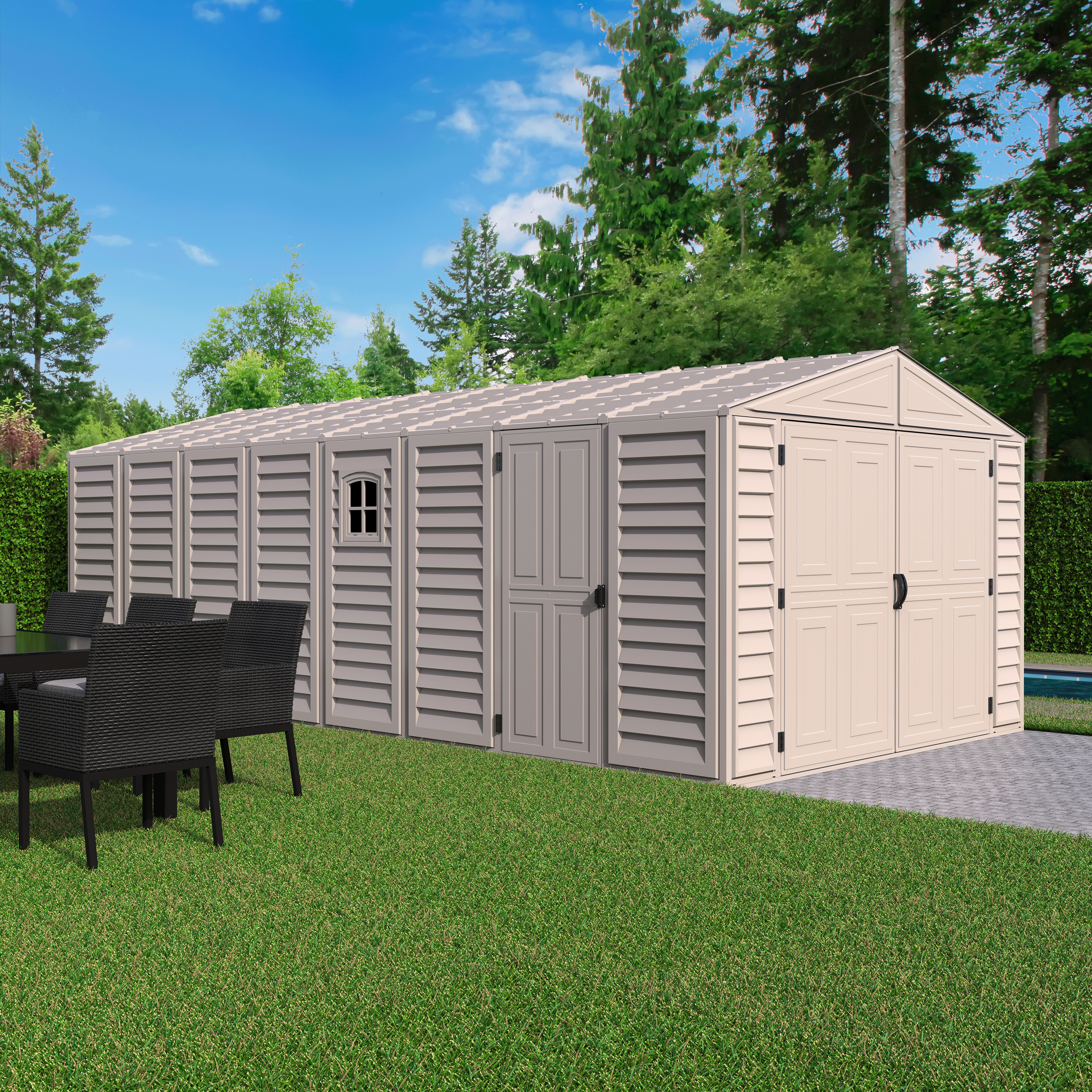 Duramax Garages DuraMax 10.5ft x 20.5ft w/ Vinyl Garage with Foundation Kit and windows