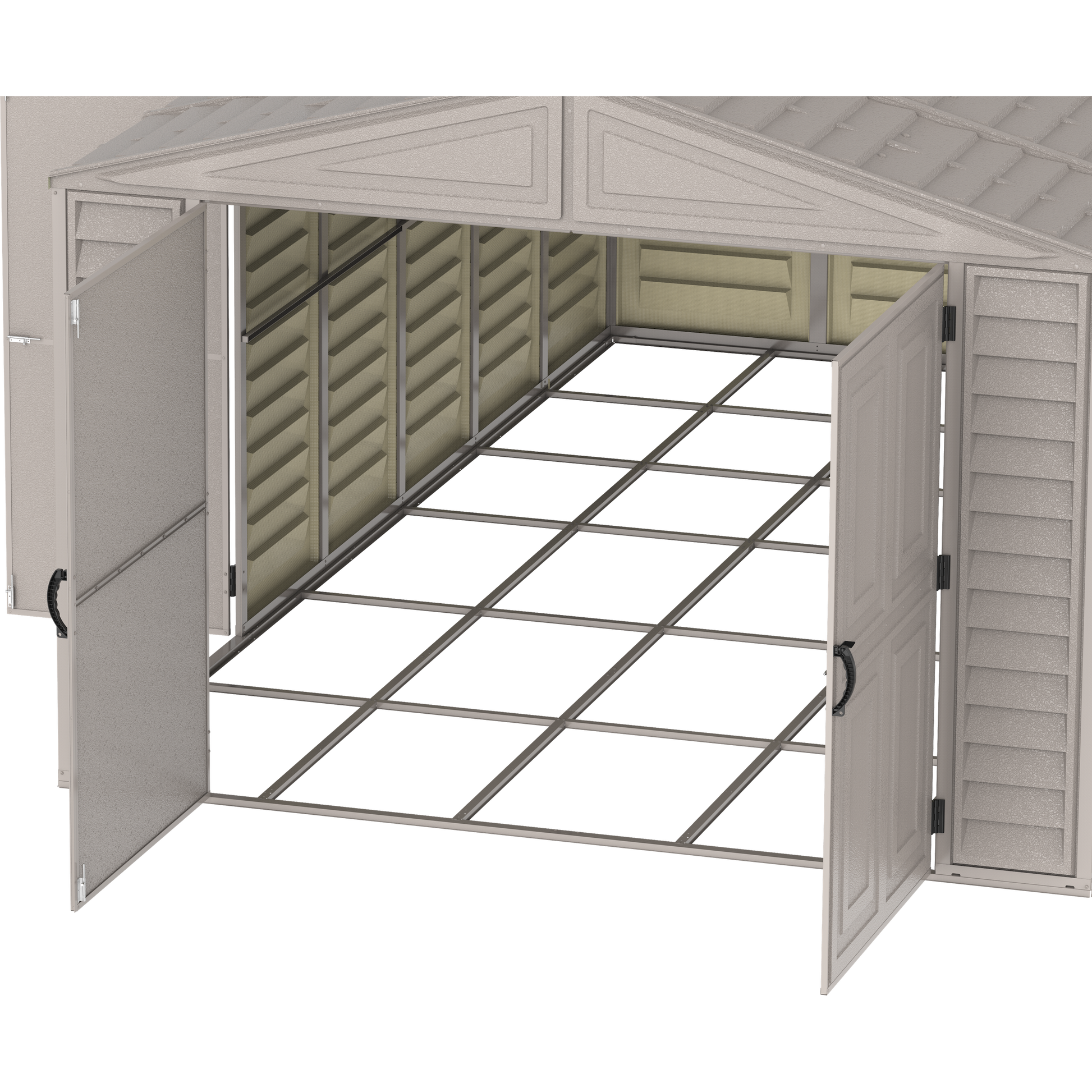 Duramax Garages DuraMax 10.5ft x 23ft Vinyl Garage with Foundation Kit and windows