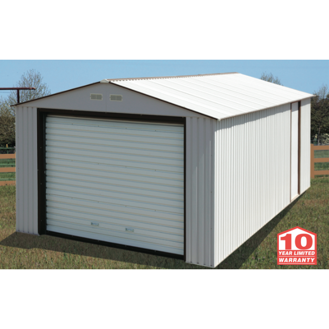 Duramax Garages Duramax 12ft x 20ft Imperial Metal Garage Off White / Brown Trim