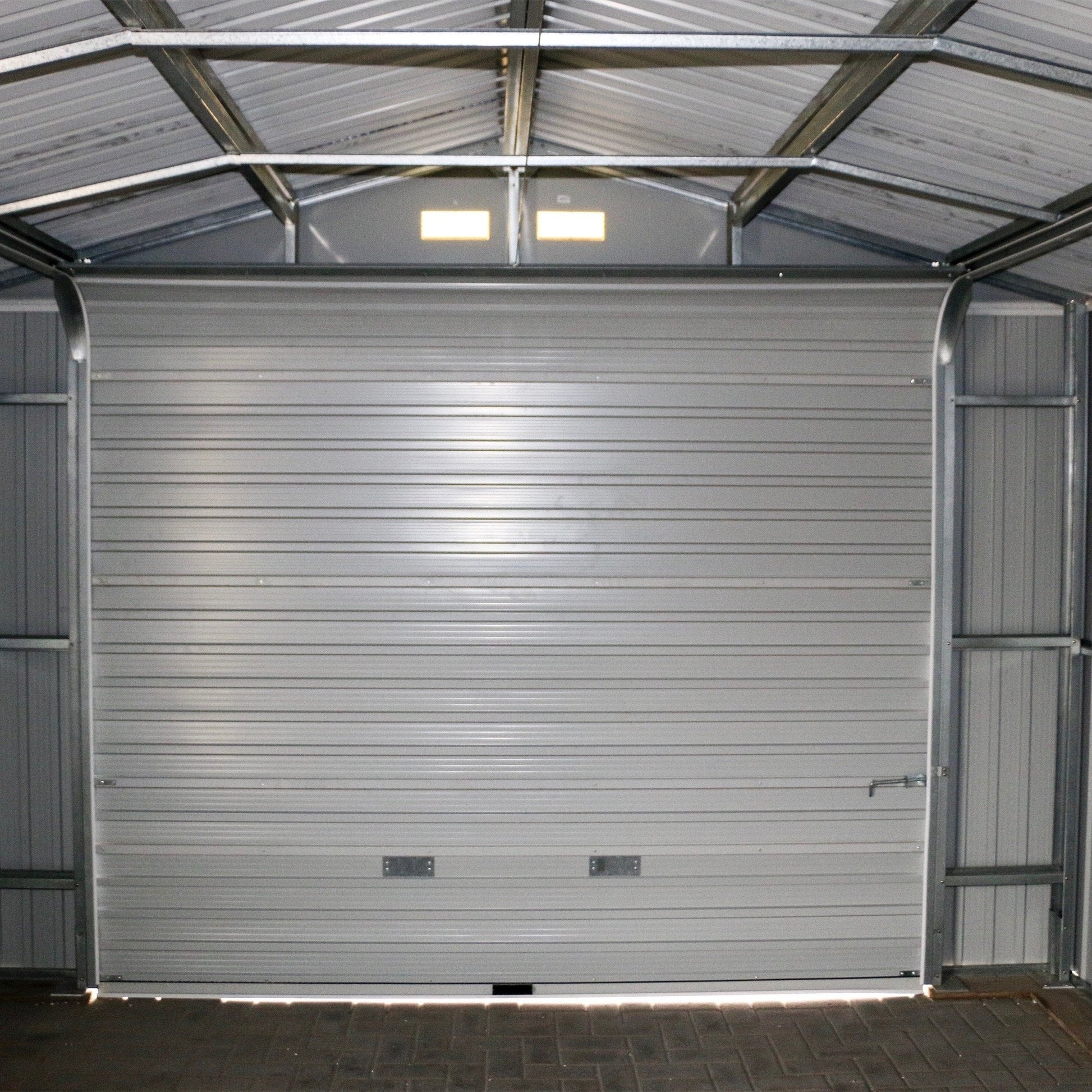 Duramax Garages Duramax 12ft x 26ft Imperial Metal Garage Off White / Brown Trim