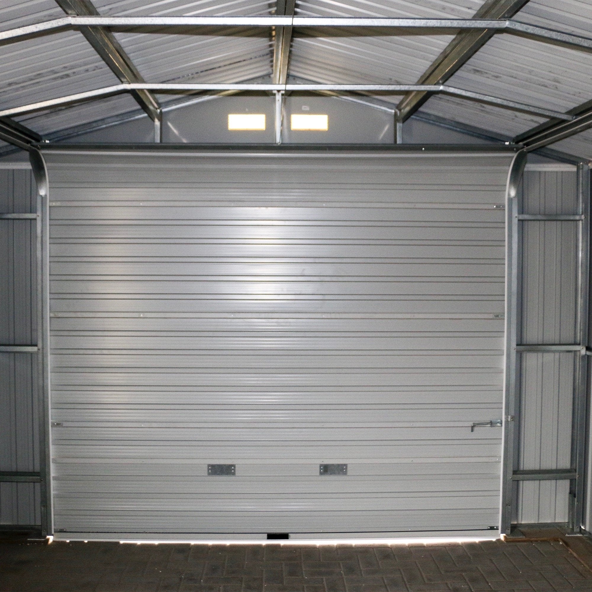 Duramax Garages Duramax 12ft x 26ft Imperial Metal Garage Off White / Brown Trim