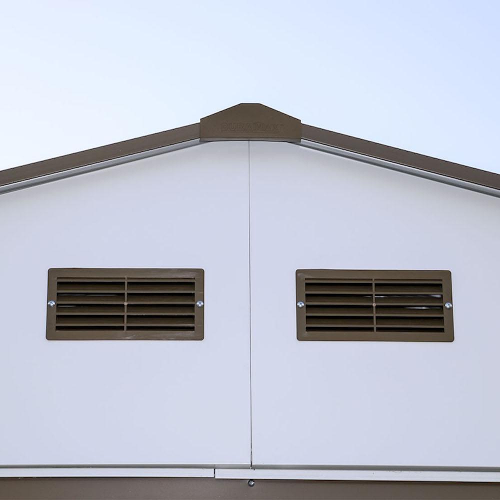 Duramax Garages Duramax 12ft x 26ft Imperial Metal Garage Off White / Brown Trim