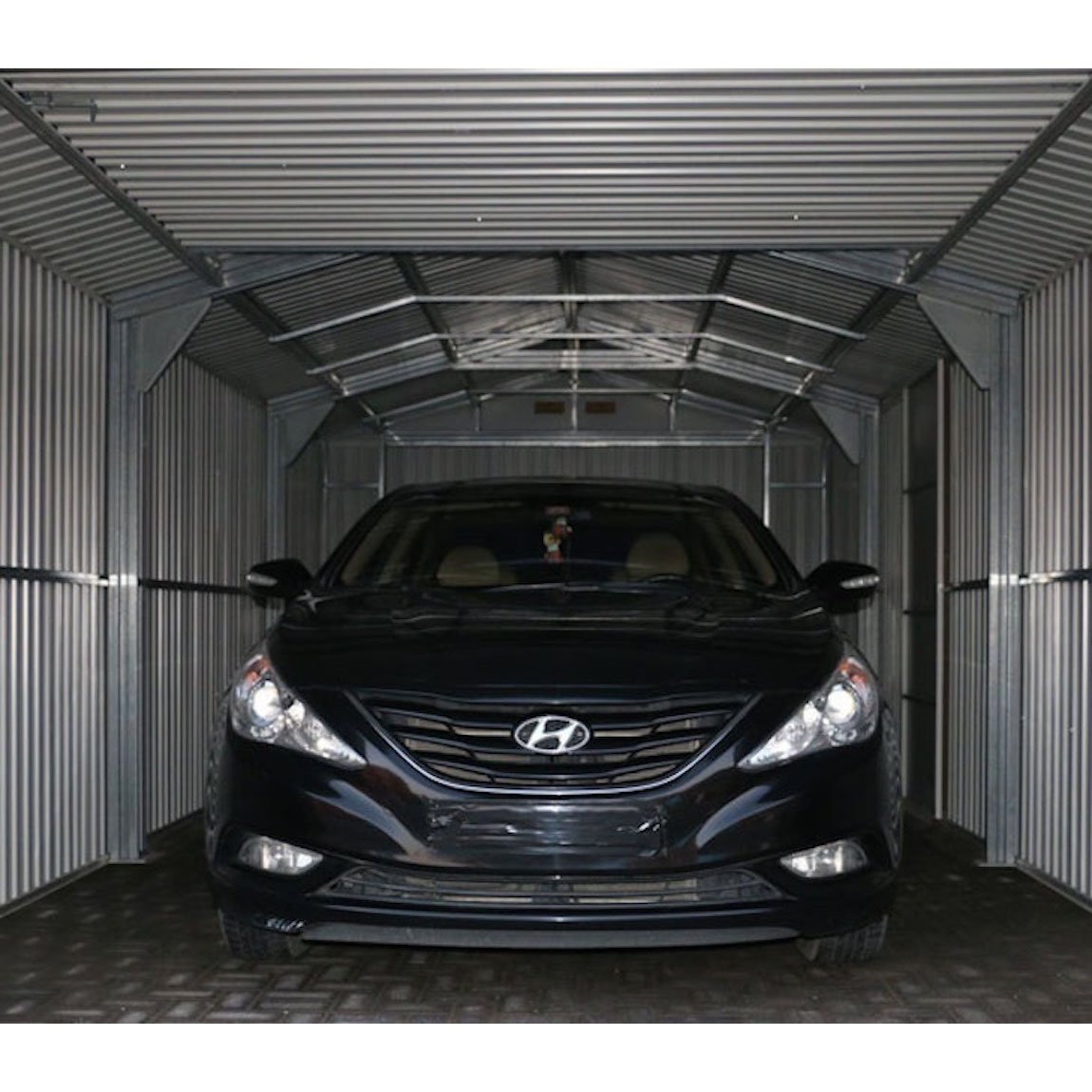 Duramax Garages Duramax 12ft x 26ft Imperial Metal Garage Off White / Brown Trim