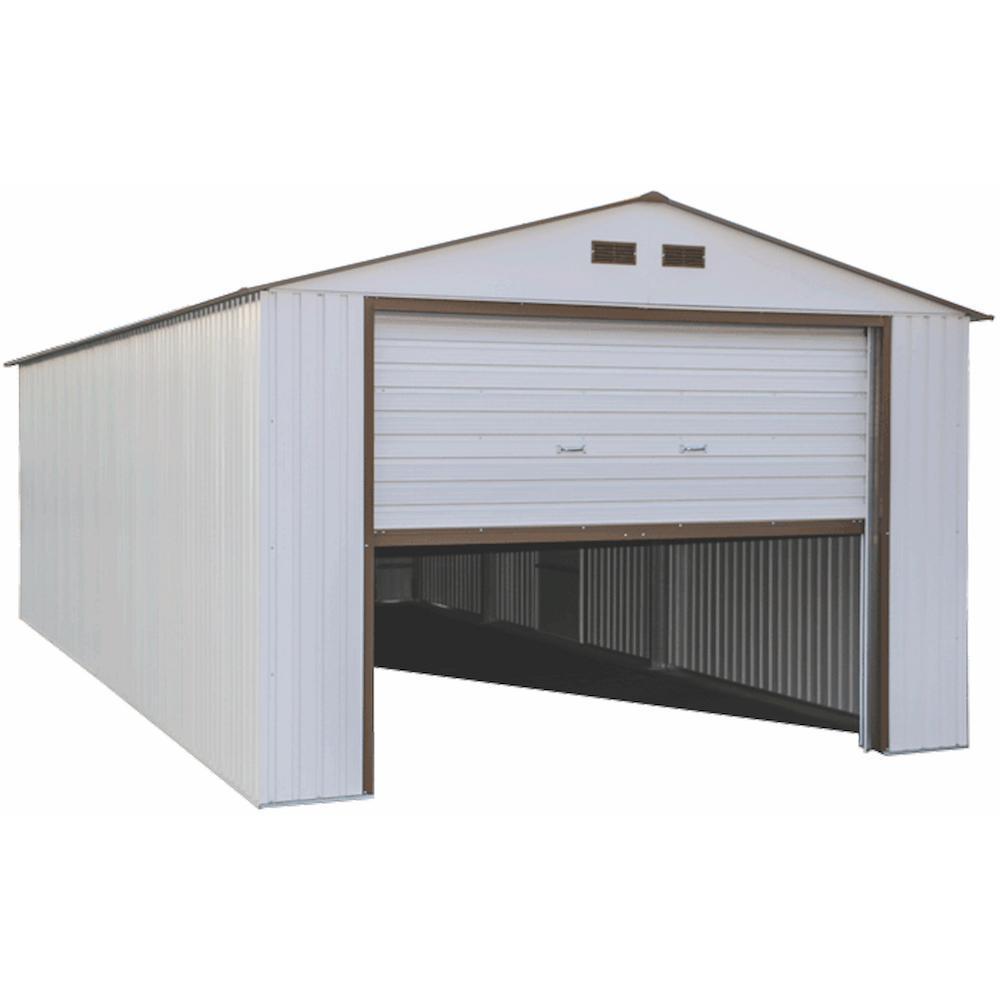 Duramax Garages Duramax 12ft x 26ft Imperial Metal Garage Off White / Brown Trim