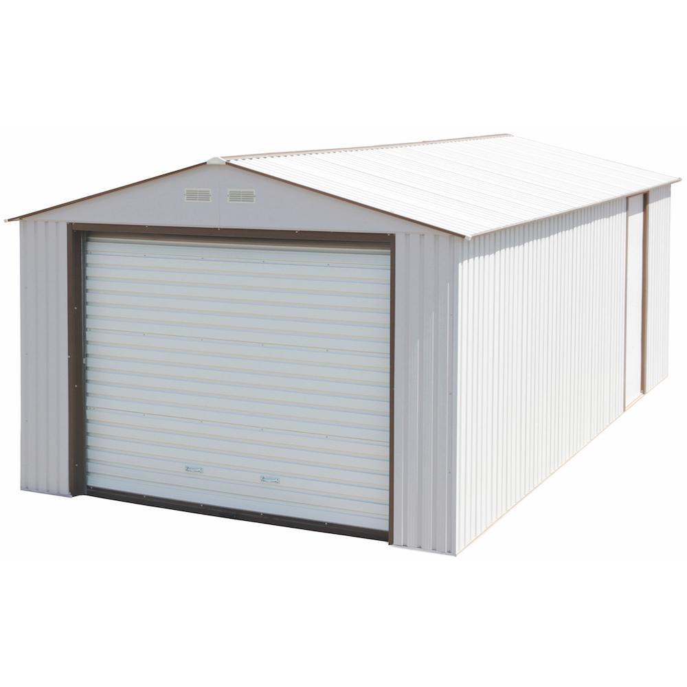 Duramax Garages Duramax 12ft x 26ft Imperial Metal Garage Off White / Brown Trim