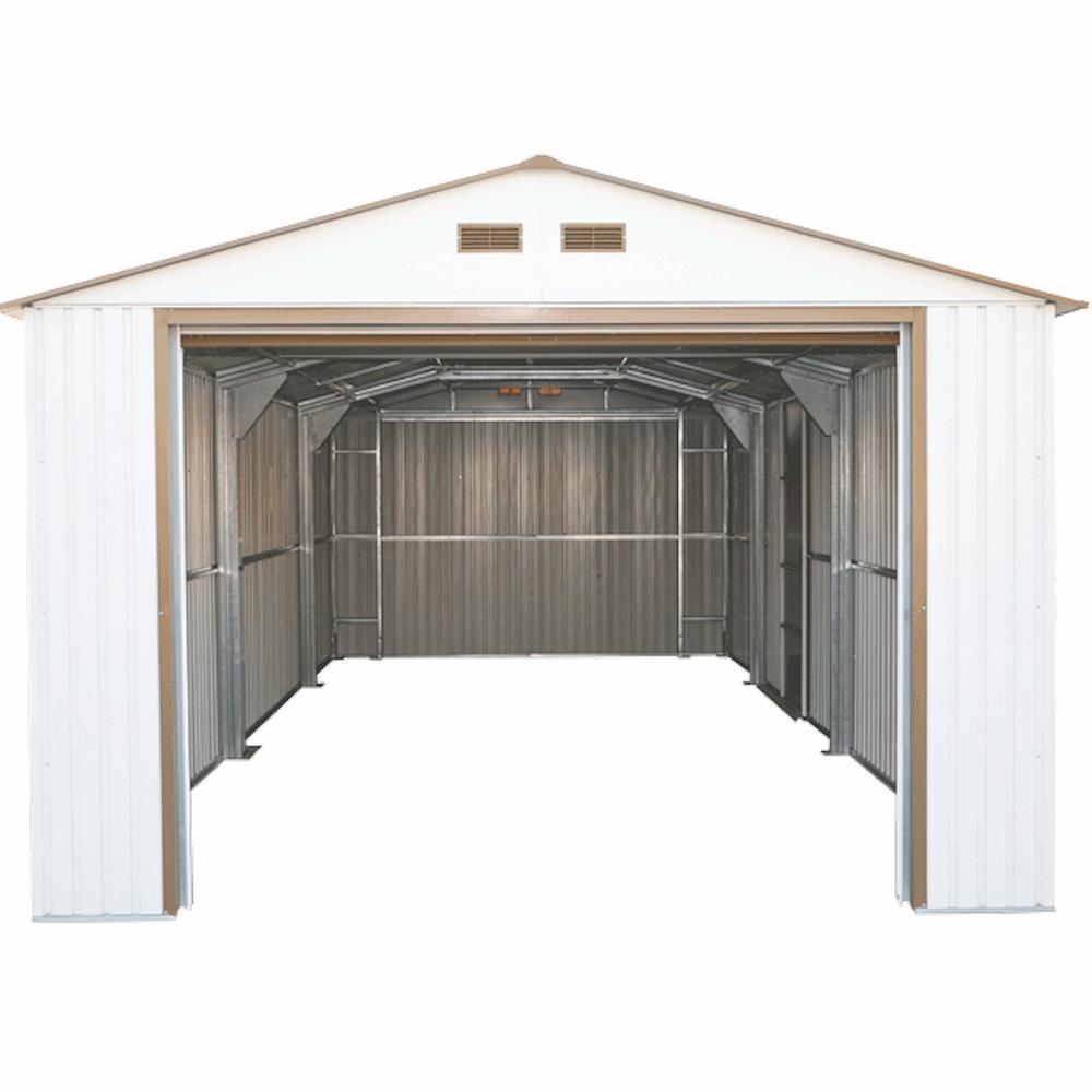 Duramax Garages Duramax 12ft x 26ft Imperial Metal Garage Off White / Brown Trim