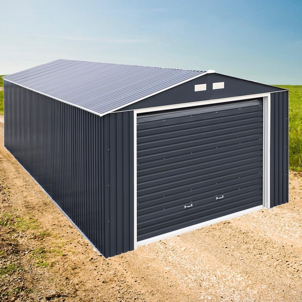 Duramax Garages Duramax 12ft x 32ft Imperial Metal Garage Dark Gray / White Trim