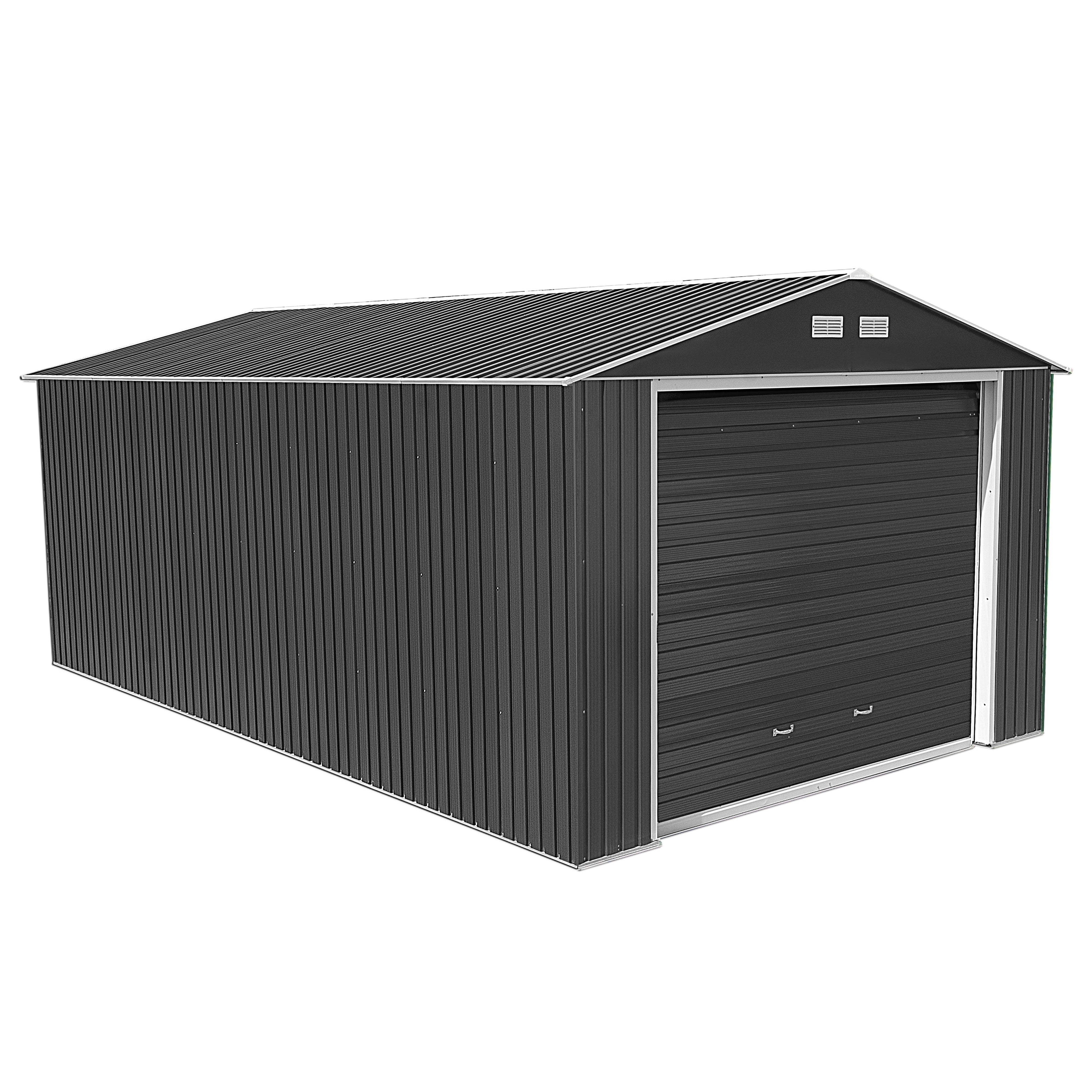 Duramax Garages Duramax 12ft x 32ft Imperial Metal Garage Dark Gray / White Trim