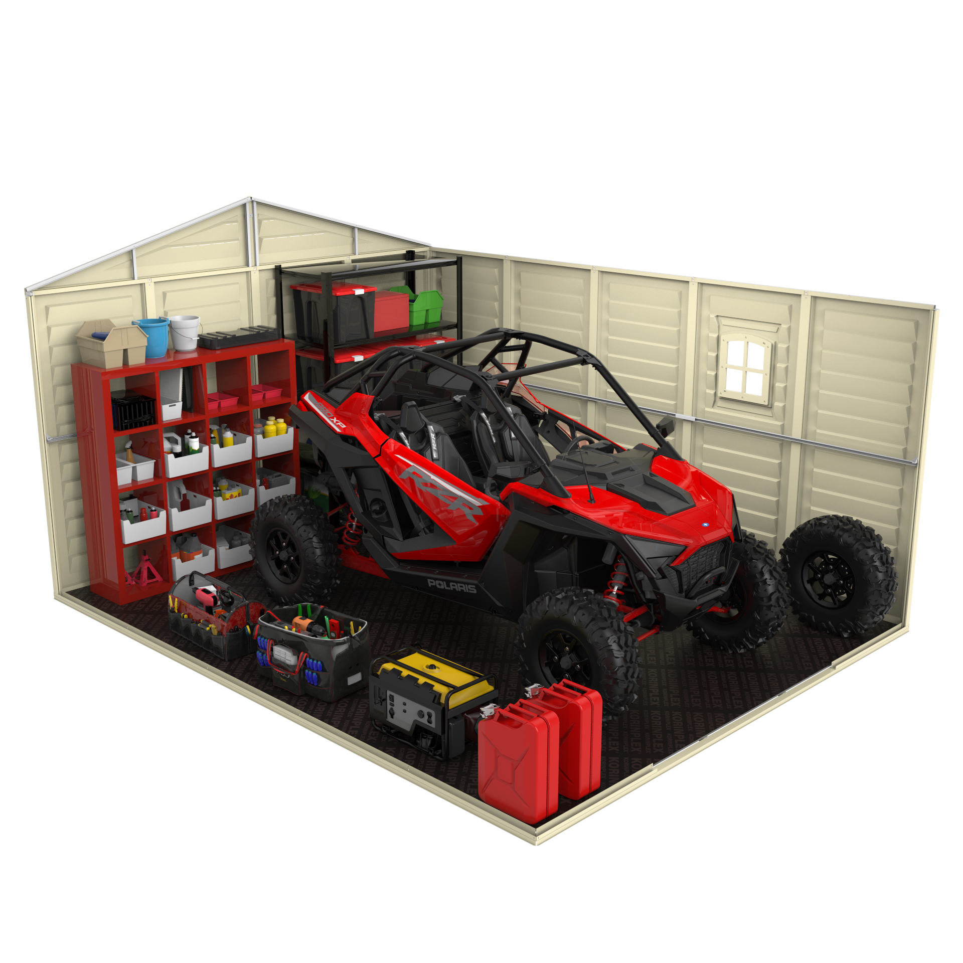 Duramax sheds DuraMax 10.5ft x 13ft  Woodbridge Plus Vinyl Shed w/ Foundation Kit & Window
