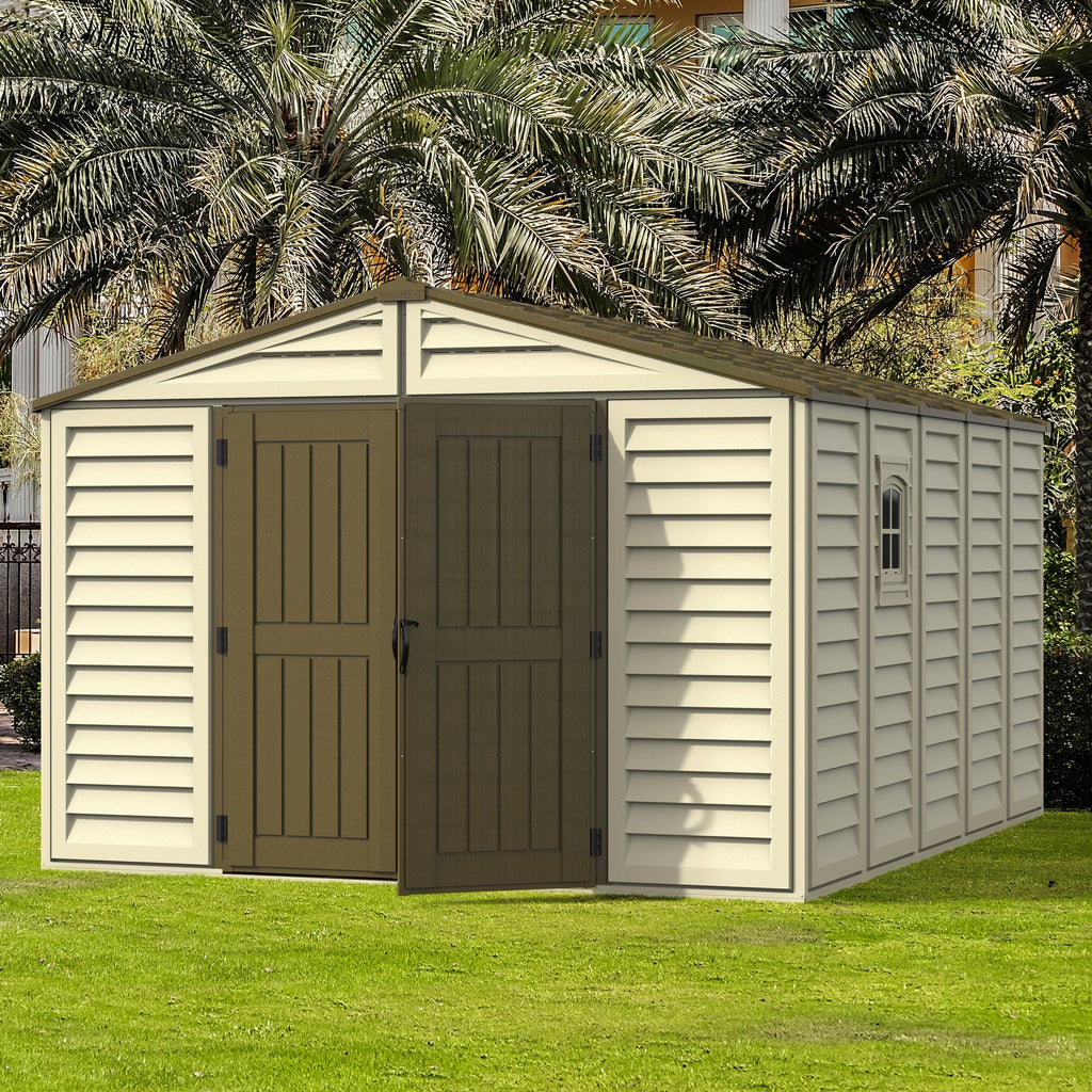 Duramax sheds DuraMax 10.5ft x 13ft  Woodbridge Plus Vinyl Shed w/ Foundation Kit & Window