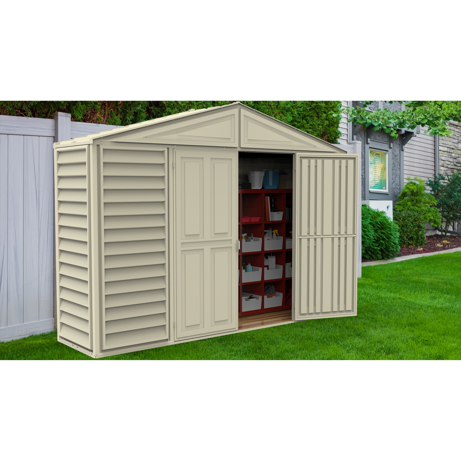 Duramax sheds DuraMax 10.5ft x 2.75ft SidePro Vinyl Shed with Foundation Kit