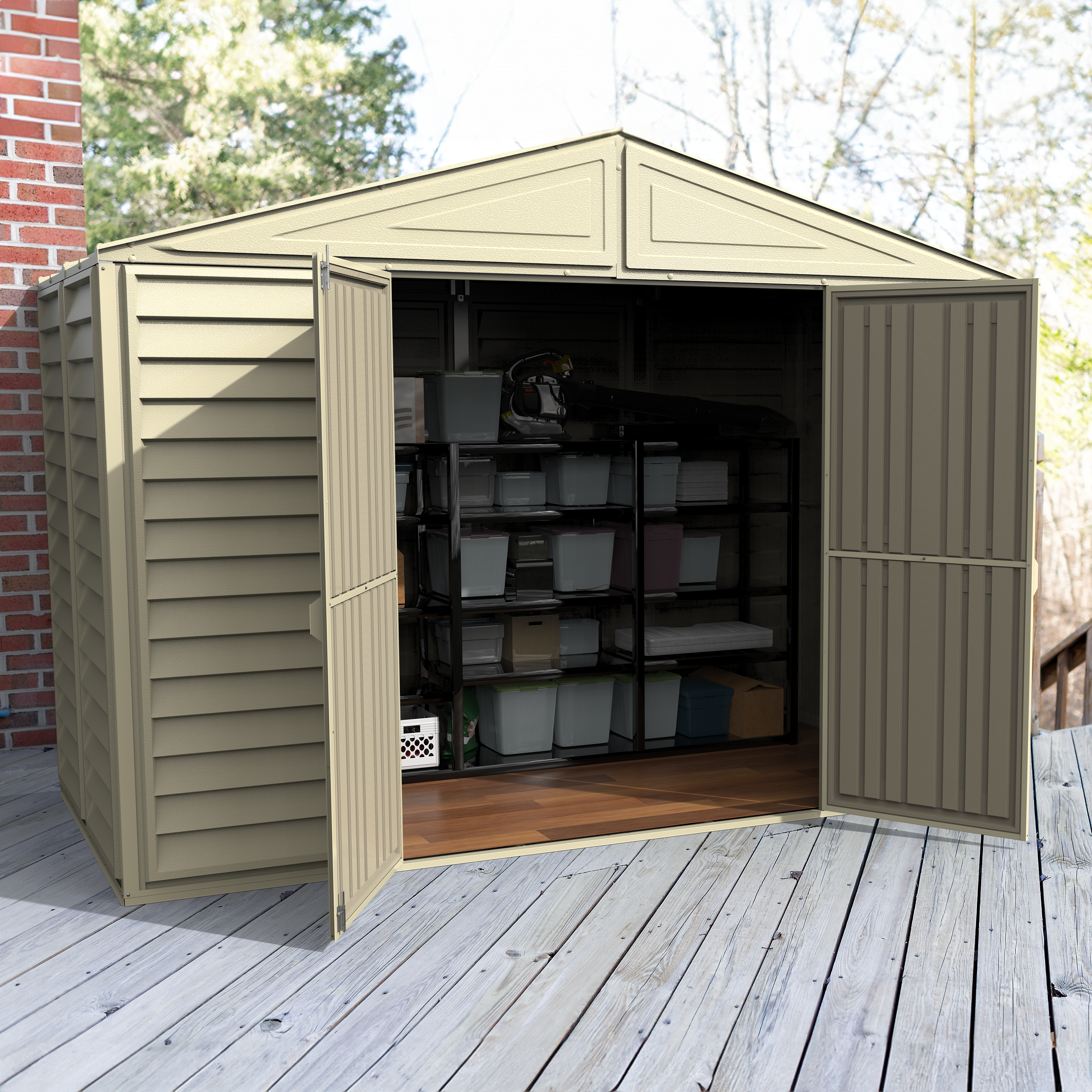 Duramax sheds DuraMax 10.5ft x 5ft Woodbridge Vinyl Shed with Foundation Kit