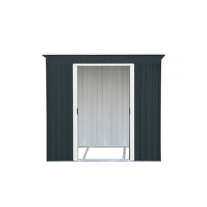 Duramax sheds Duramax 8ft x 4ft Pent Roof Shed Dark Gray with OffWhite Trim