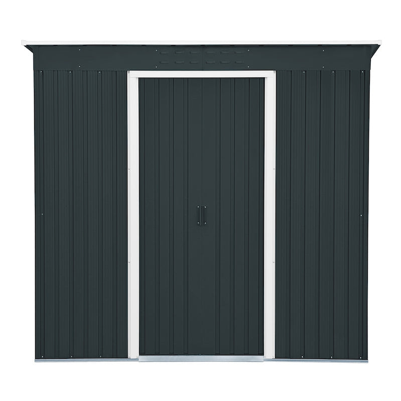 Duramax sheds Duramax 8ft x 4ft Pent Roof Shed Dark Gray with OffWhite Trim