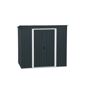 Duramax sheds Duramax 8ft x 4ft Pent Roof Shed Dark Gray with OffWhite Trim