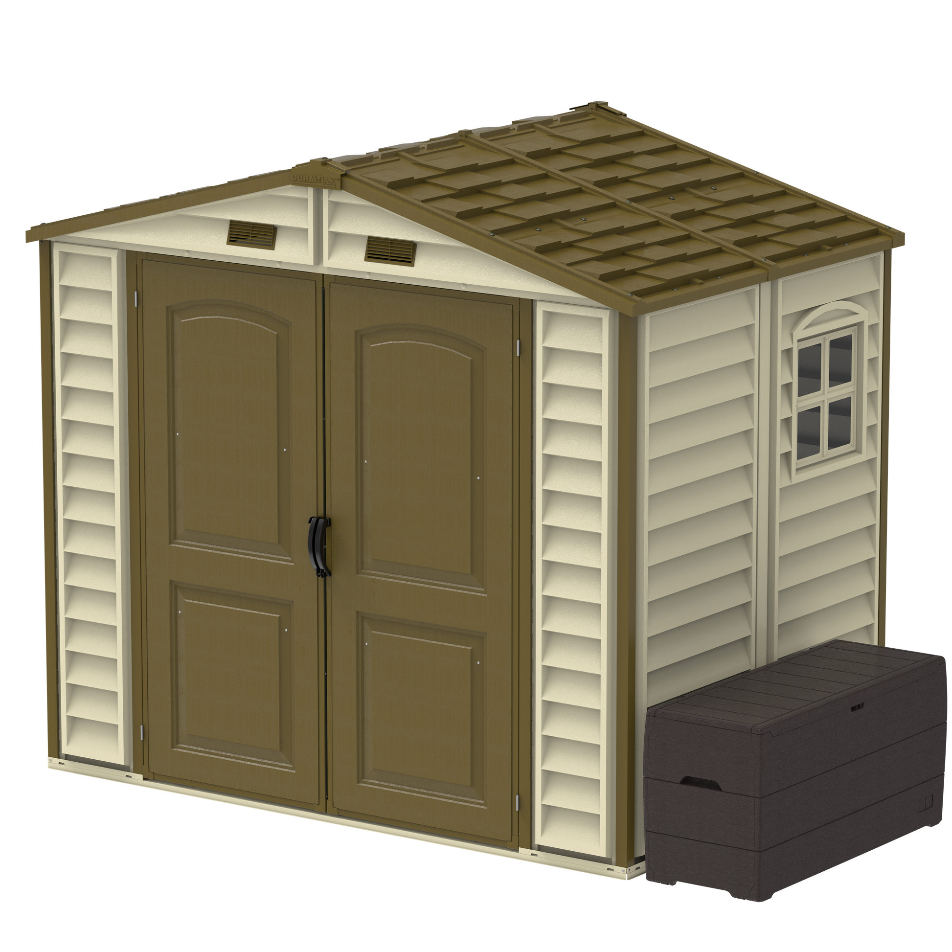 Duramax sheds DuraMax 8ft x 5.5ft Storeall Vinyl Shed with Foundation Kit and window