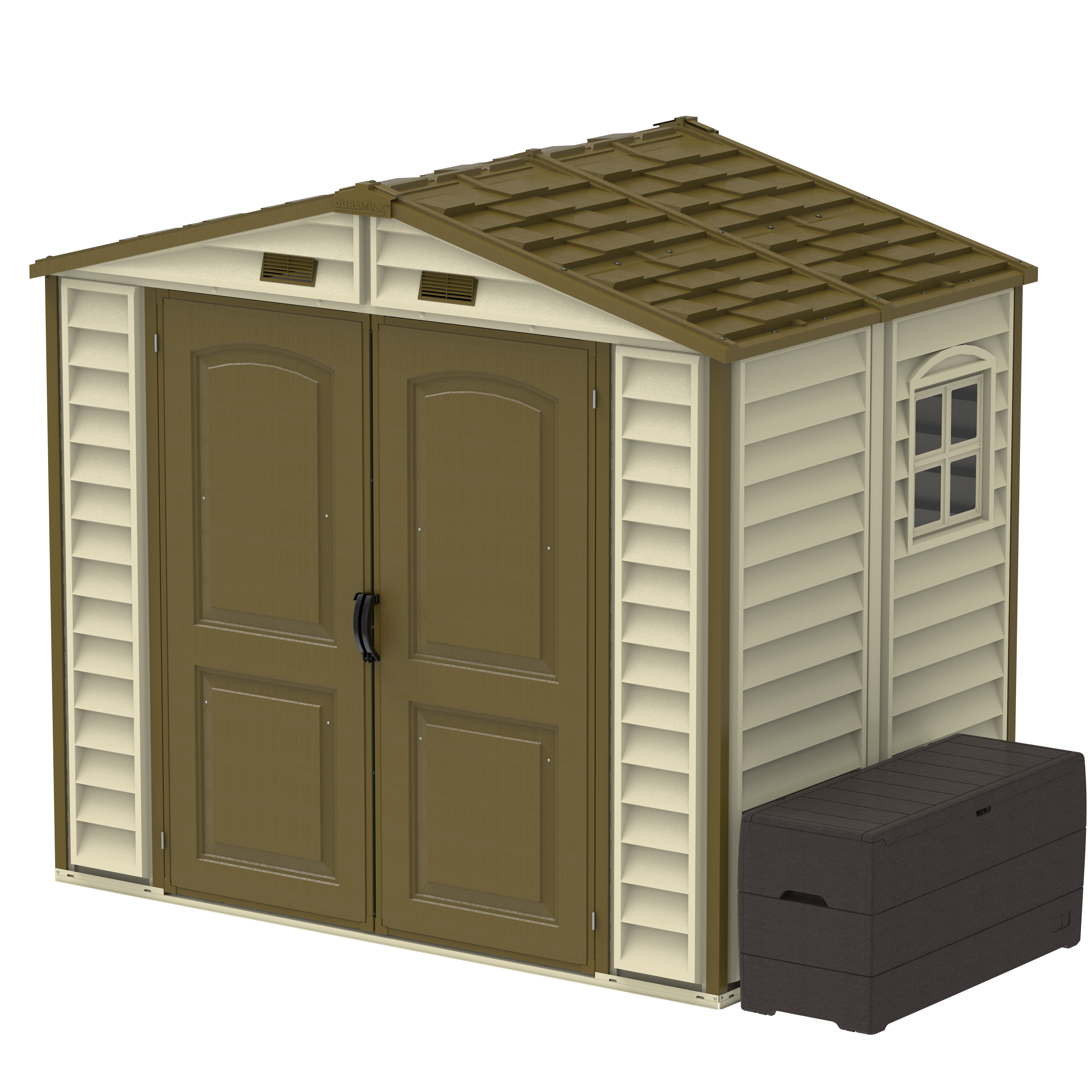 Duramax sheds DuraMax 8ft x 5.5ft Storeall Vinyl Shed with Foundation Kit and window