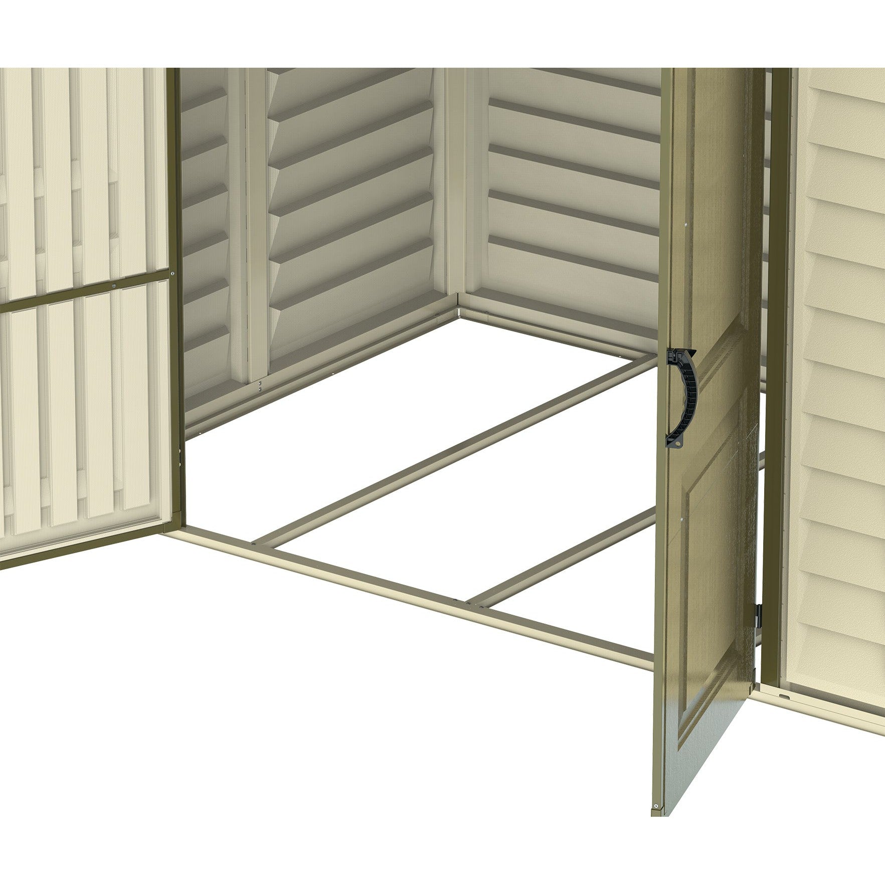 Duramax sheds DuraMax 8ft x 5.5ft Storeall Vinyl Shed with Foundation Kit and window