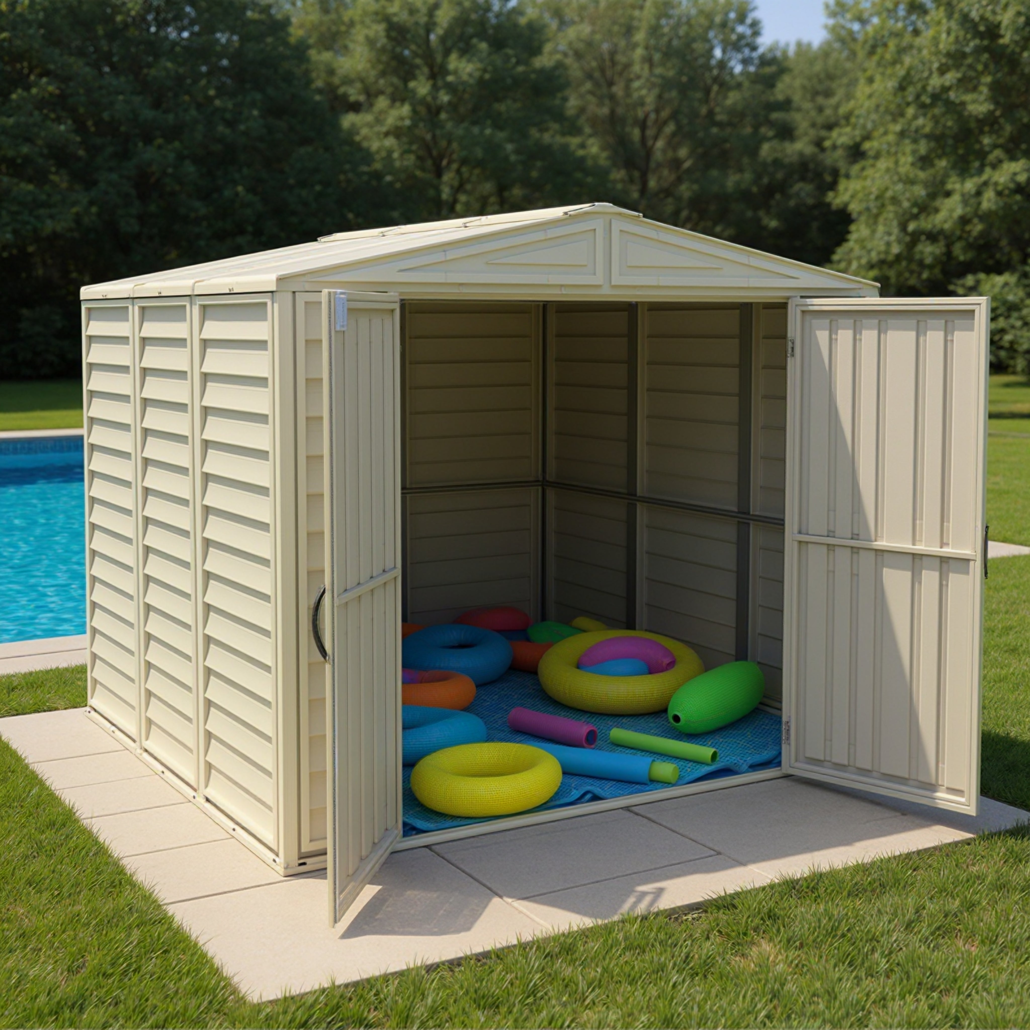 Duramax sheds Duramax 8ft x 8ft Duramate Vinyl Shed with Foundation Kit 00384
