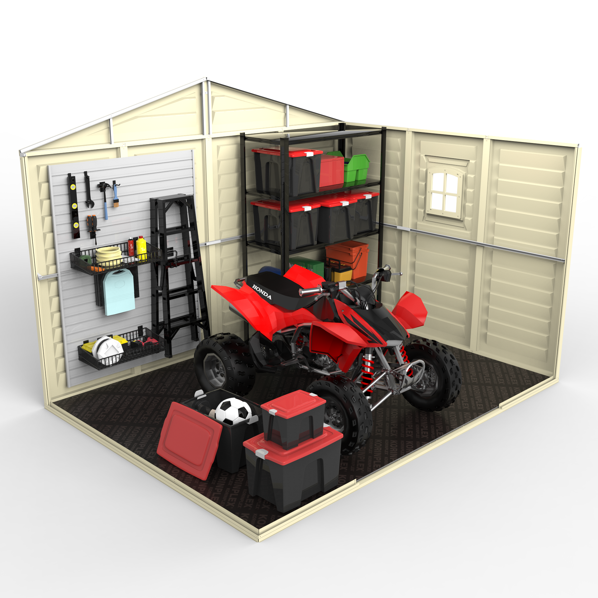 Duramax Vinyl Sheds DuraMax 10.5 ft x 8ft Woodbridge Plus Shed w/ Foundation Kit & Window