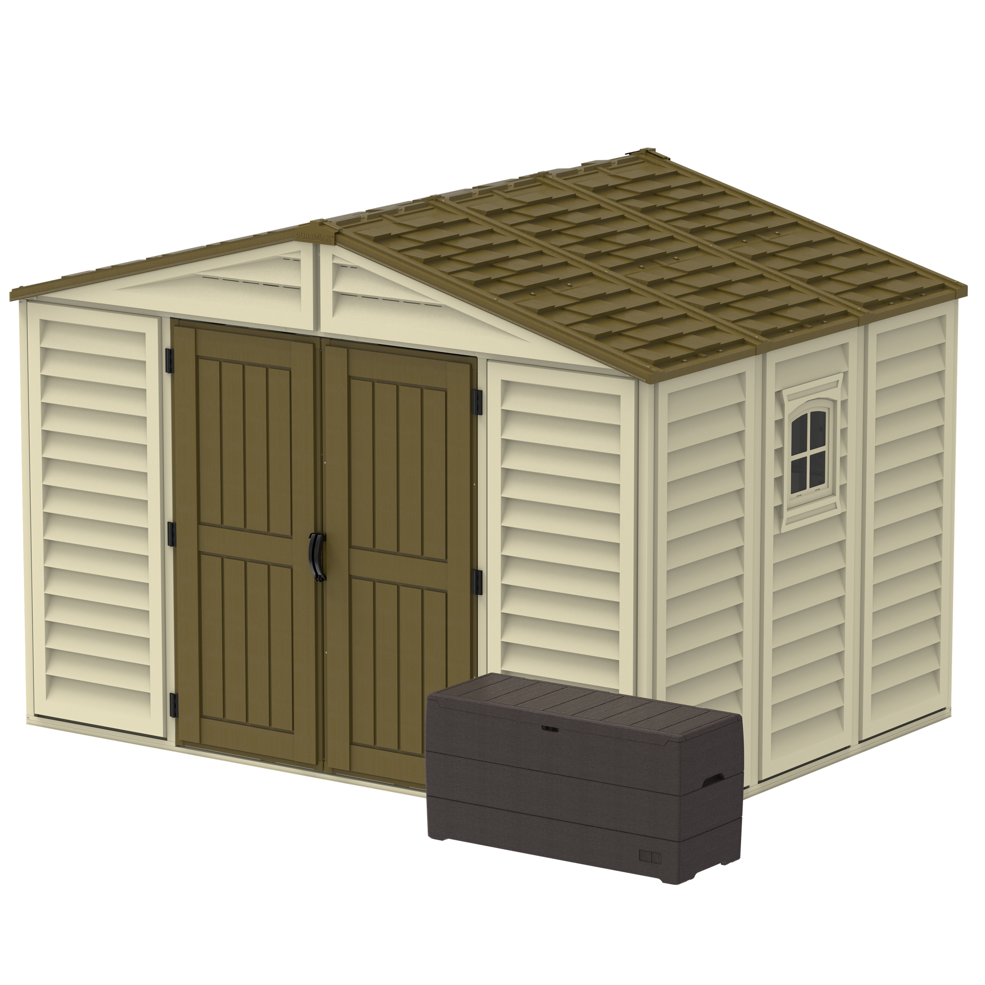 Duramax Vinyl Sheds DuraMax 10.5 ft x 8ft Woodbridge Plus Shed w/ Foundation Kit & Window