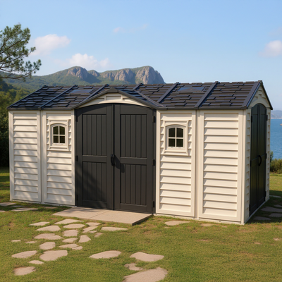 Duramax 15 x 8 Apex Pro Vinyl Shed with Foundation, 2 Windows and 2 Doors 40216