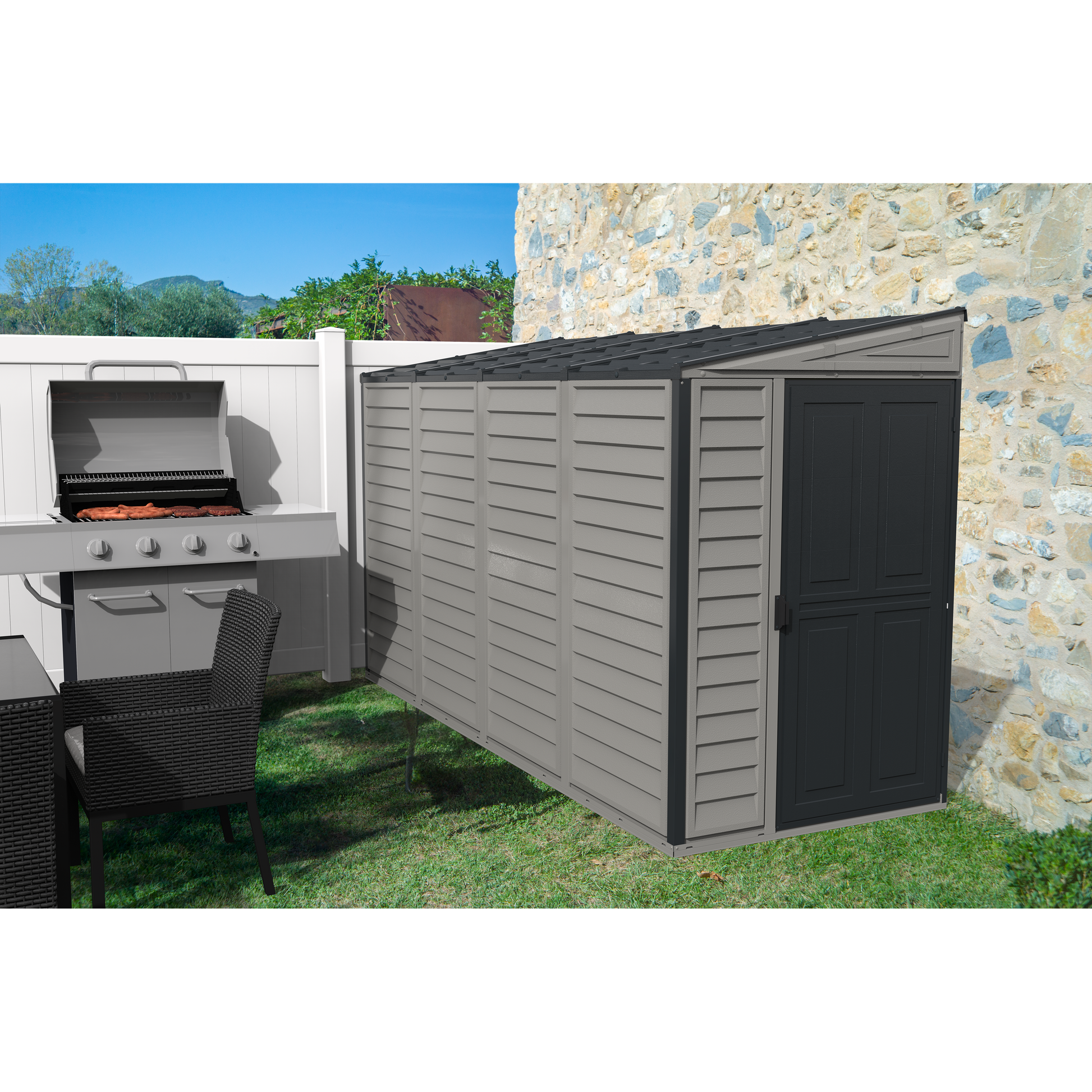 Duramax Vinyl Sheds 4ft x 10ft Sidemate Plus Vinyl Resin Outdoor Storage Shed With Foundation Kit