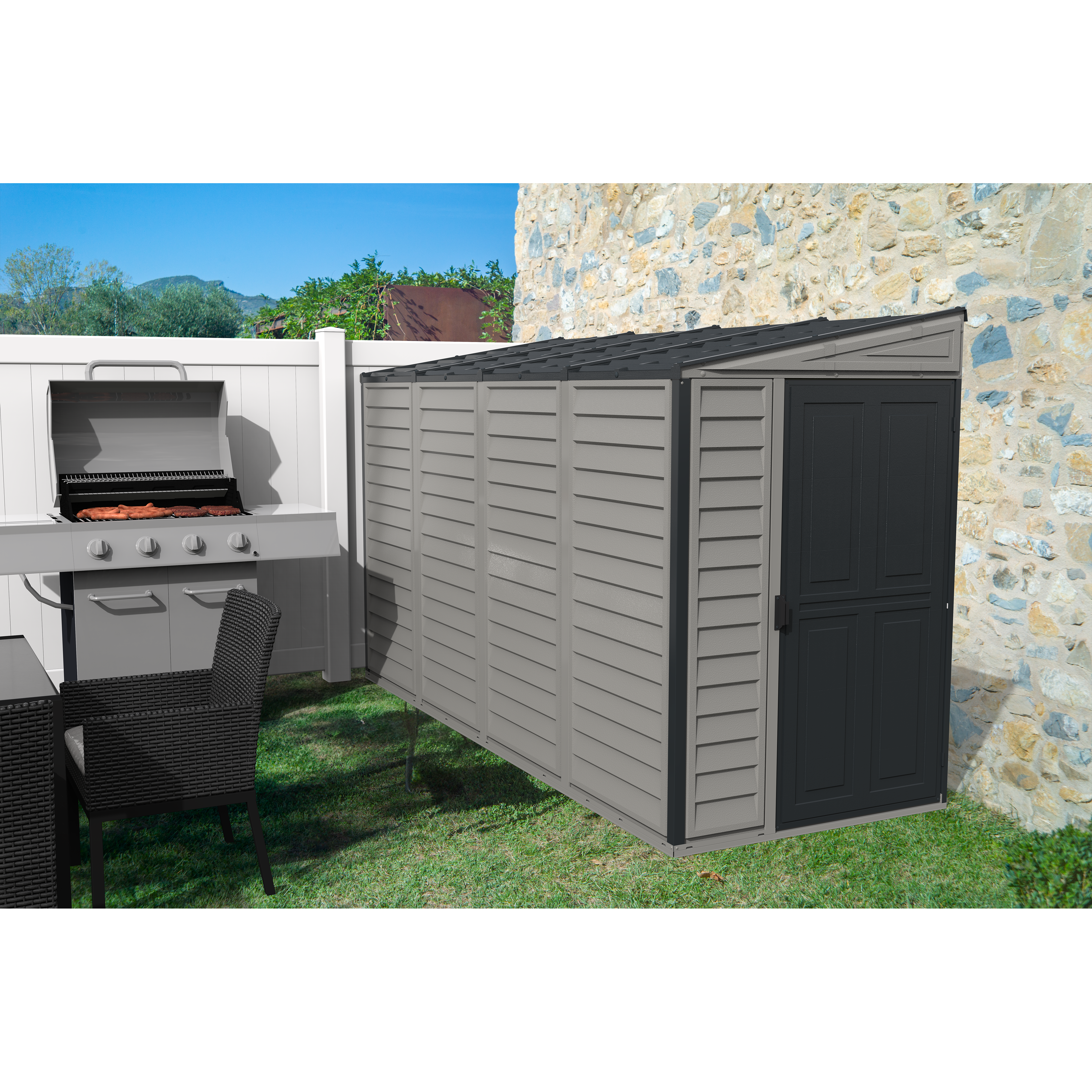 Duramax Vinyl Sheds 4ft x 10ft Sidemate Plus Vinyl Resin Outdoor Storage Shed With Foundation Kit