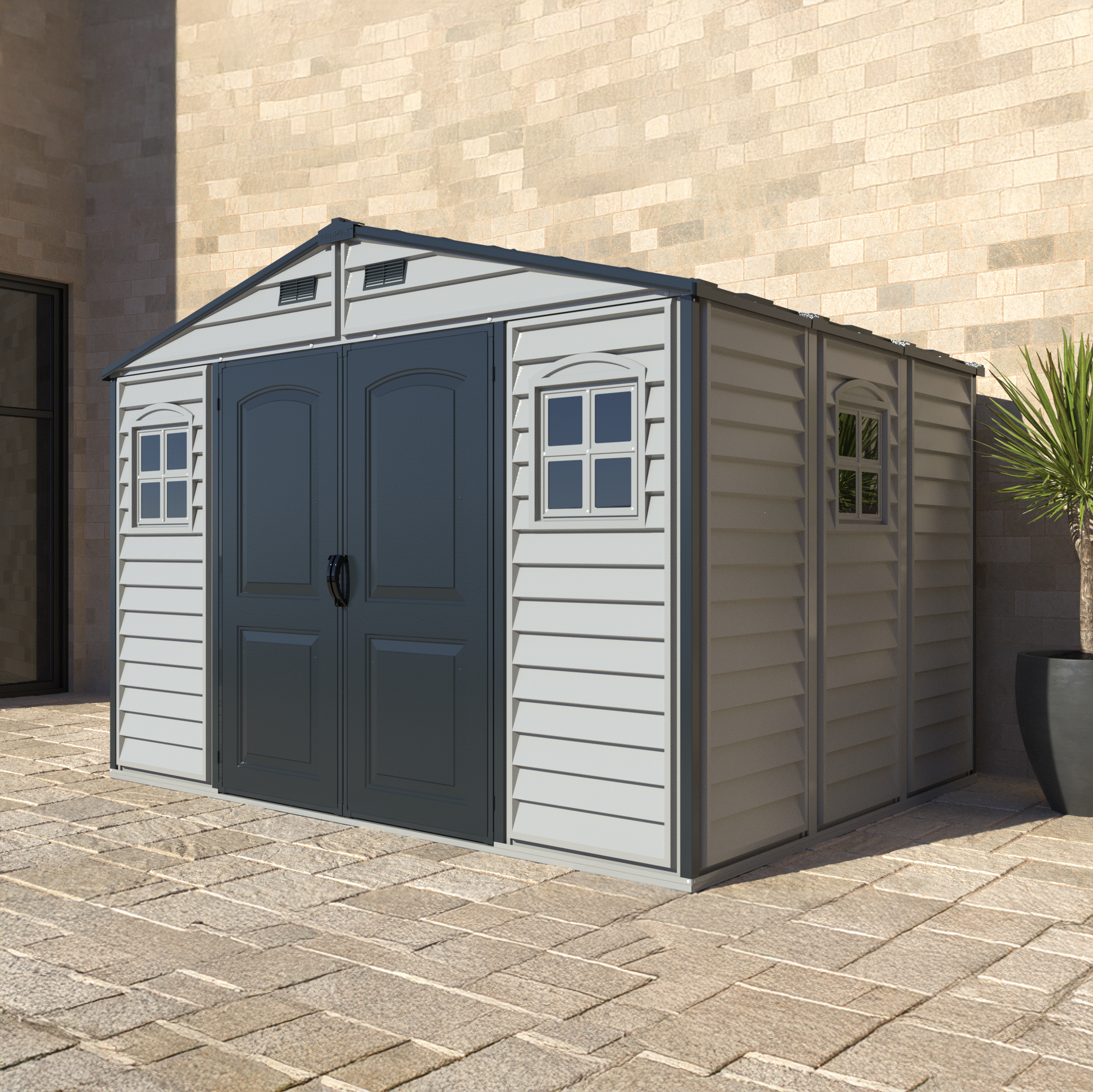 Duramax Vinyl Sheds Duramax Woodside Plus 10.5x8 Vinyl Resin Outdoor Storage Shed With Foundation Kit
