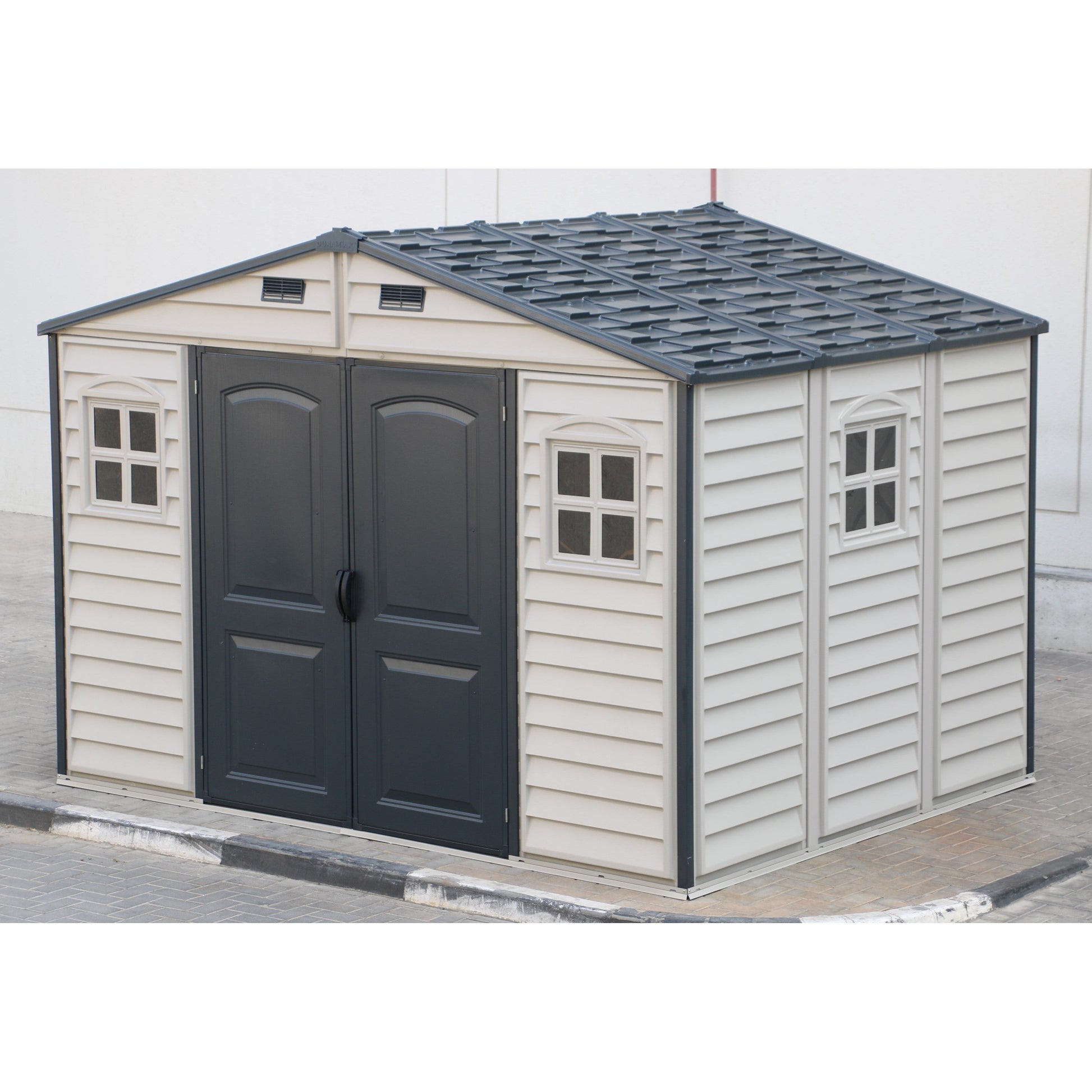 Duramax Vinyl Sheds Duramax Woodside Plus 10.5x8 Vinyl Resin Outdoor Storage Shed With Foundation Kit
