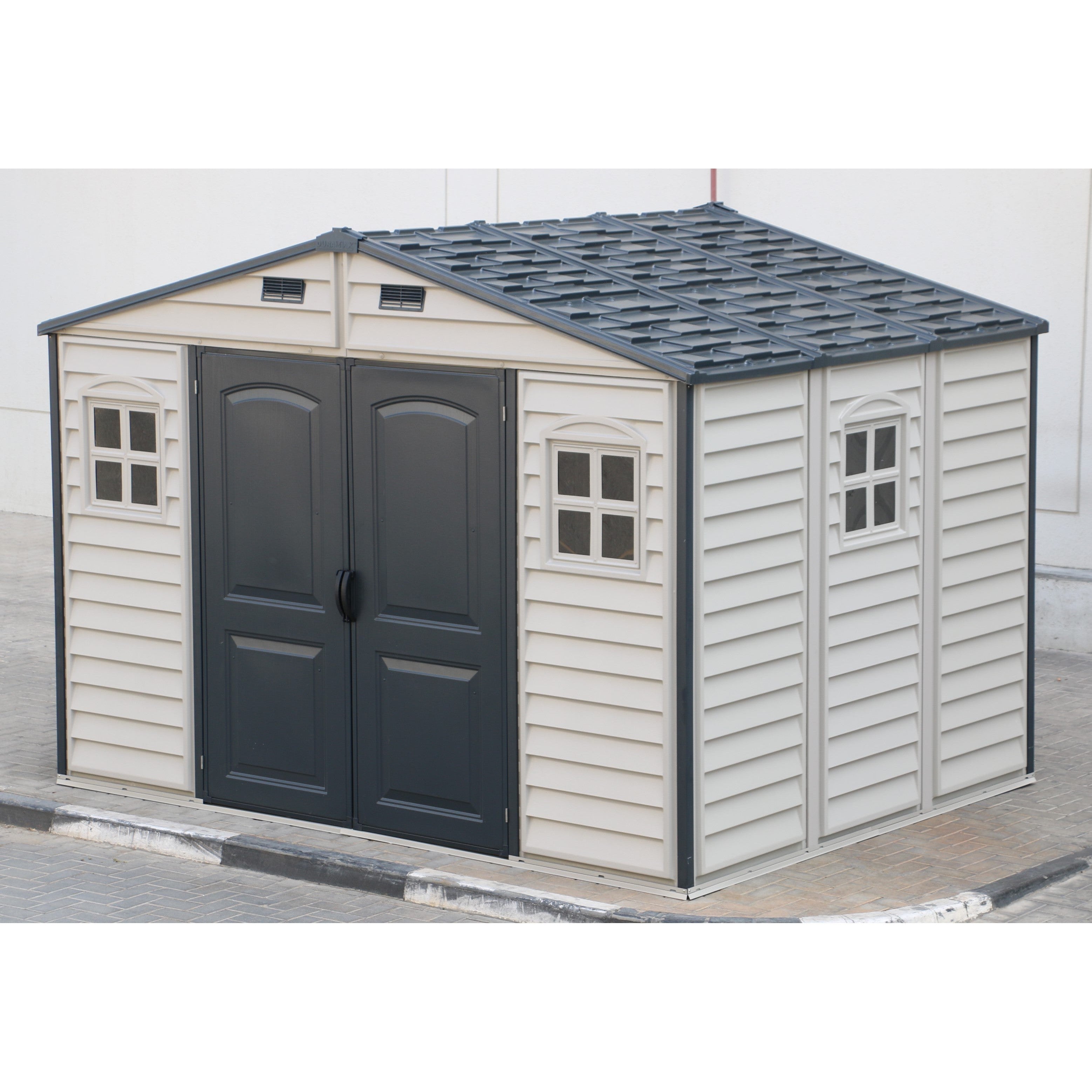 Duramax Vinyl Sheds Duramax Woodside Plus 10.5x8 Vinyl Resin Outdoor Storage Shed With Foundation Kit