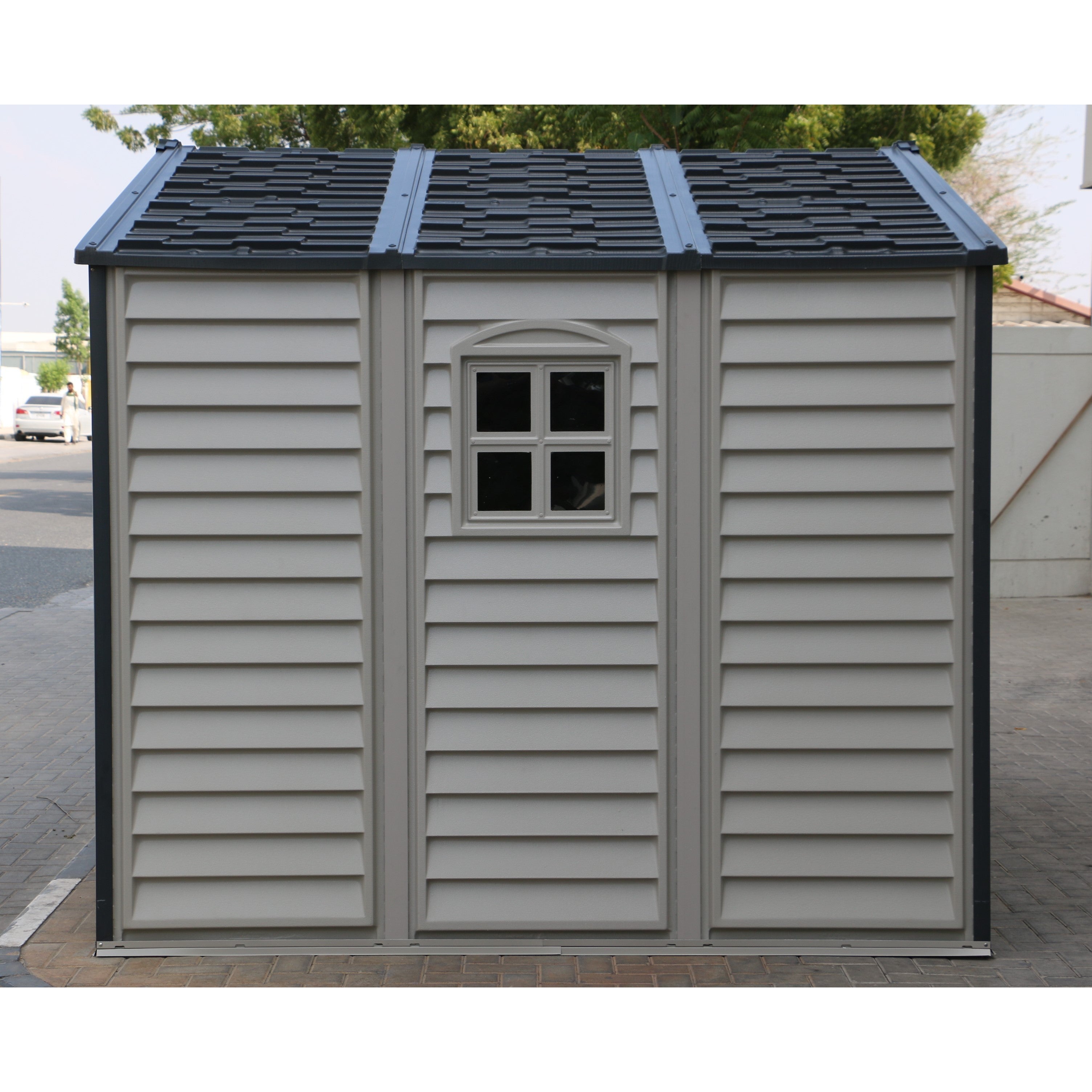 Duramax Vinyl Sheds Duramax Woodside Plus 10.5x8 Vinyl Resin Outdoor Storage Shed With Foundation Kit