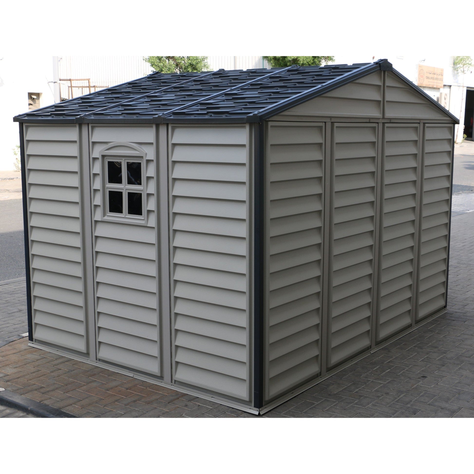 Duramax Vinyl Sheds Duramax Woodside Plus 10.5x8 Vinyl Resin Outdoor Storage Shed With Foundation Kit