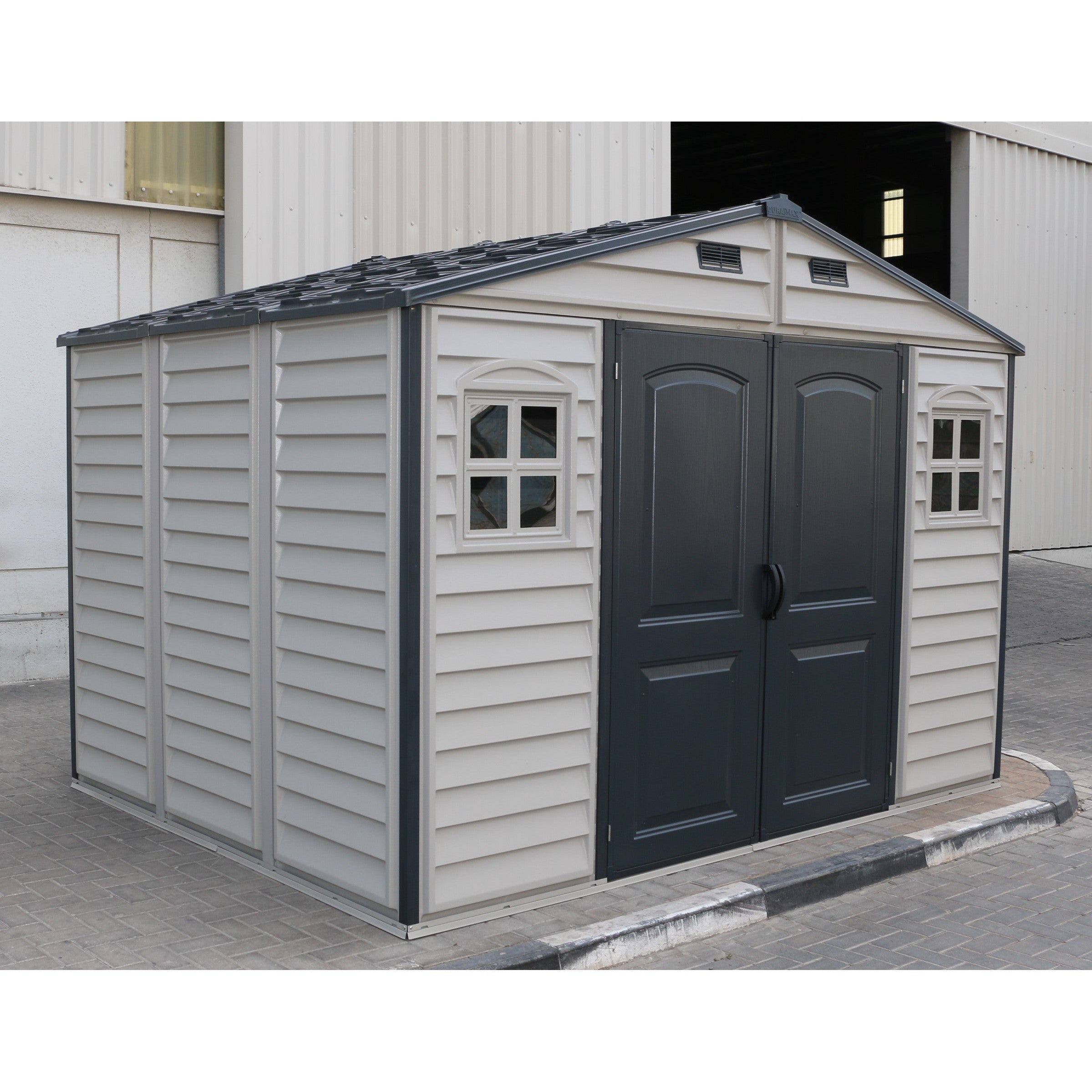 Duramax Vinyl Sheds Duramax Woodside Plus 10.5x8 Vinyl Resin Outdoor Storage Shed With Foundation Kit