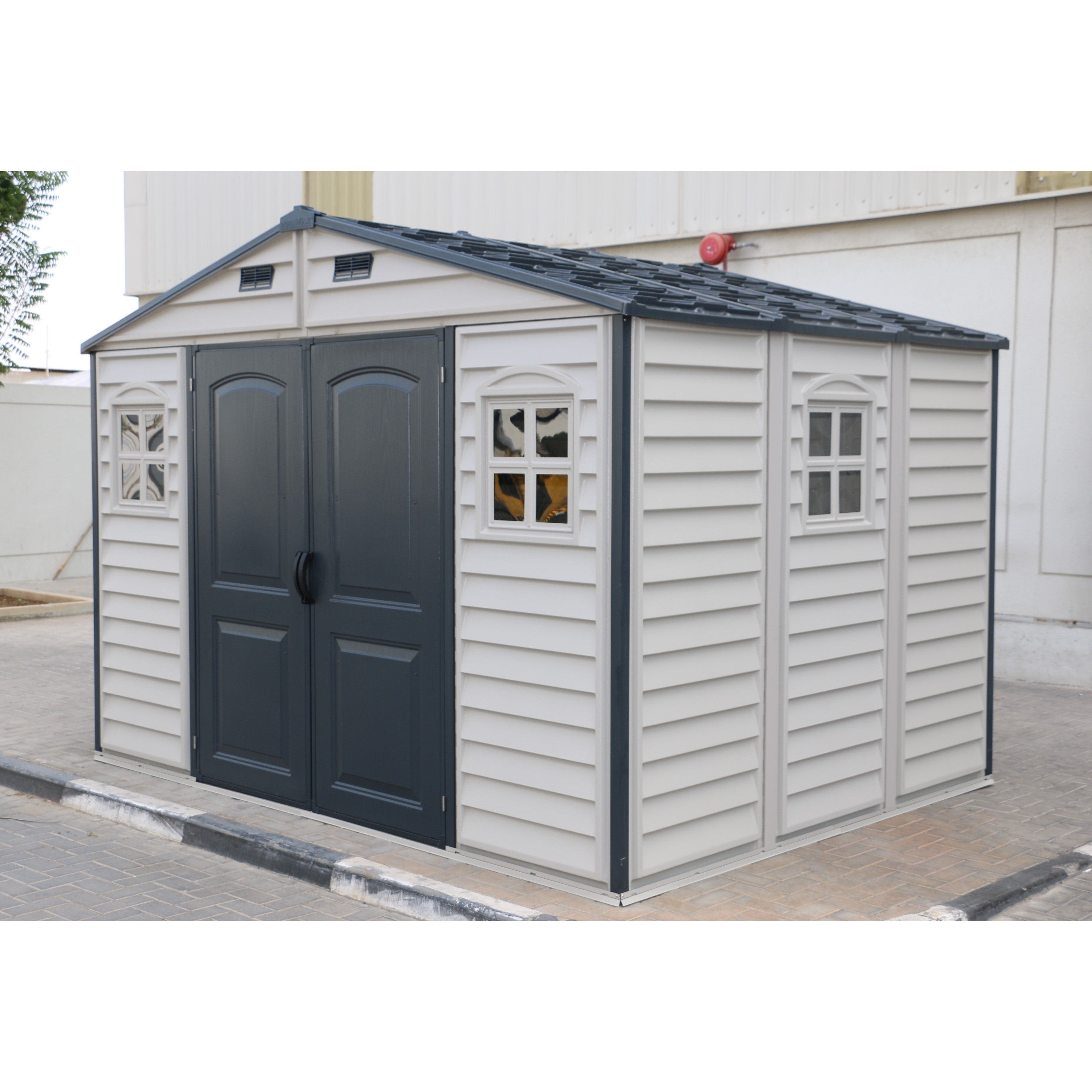 Duramax Vinyl Sheds Duramax Woodside Plus 10.5x8 Vinyl Resin Outdoor Storage Shed With Foundation Kit