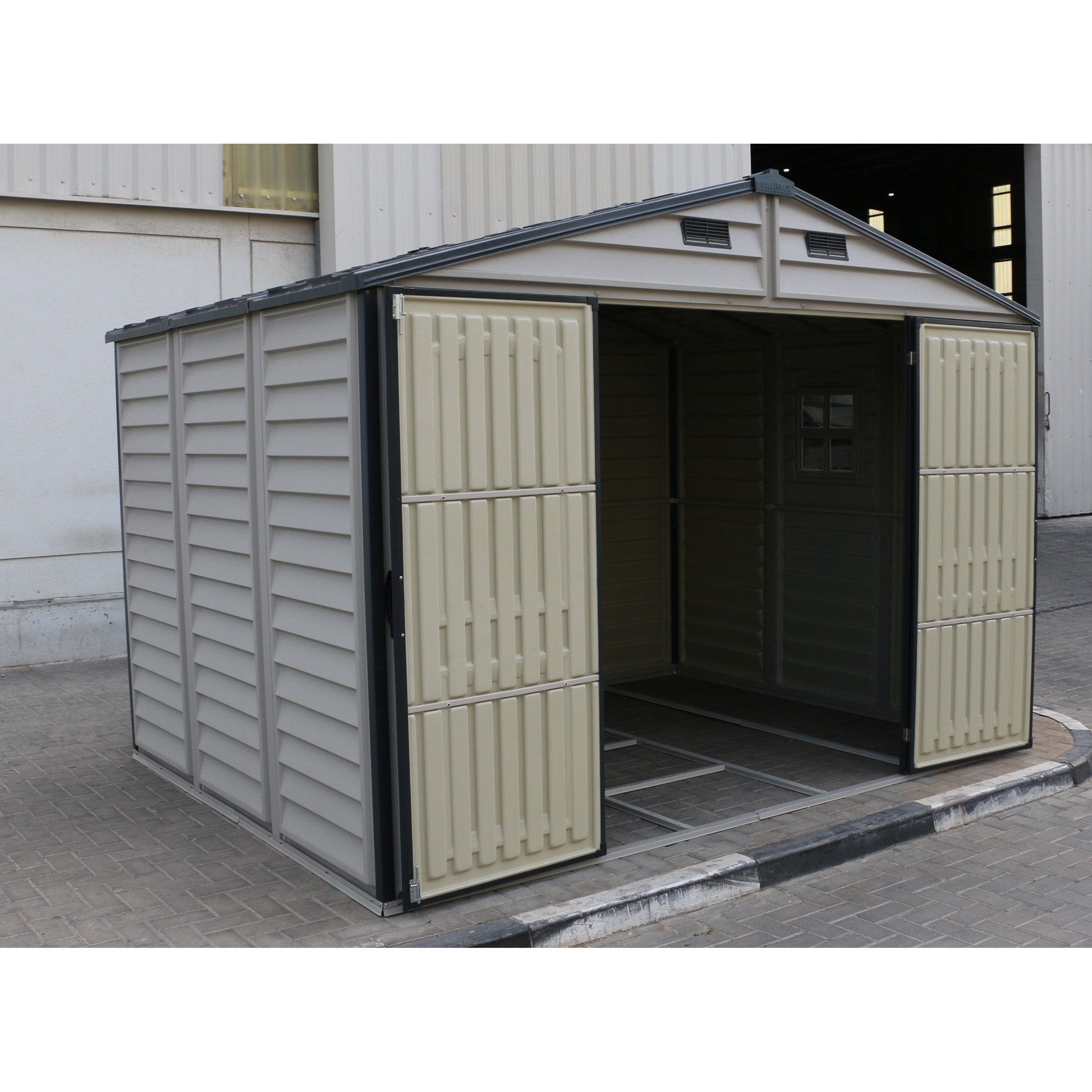 Duramax Vinyl Sheds Duramax Woodside Plus 10.5x8 Vinyl Resin Outdoor Storage Shed With Foundation Kit